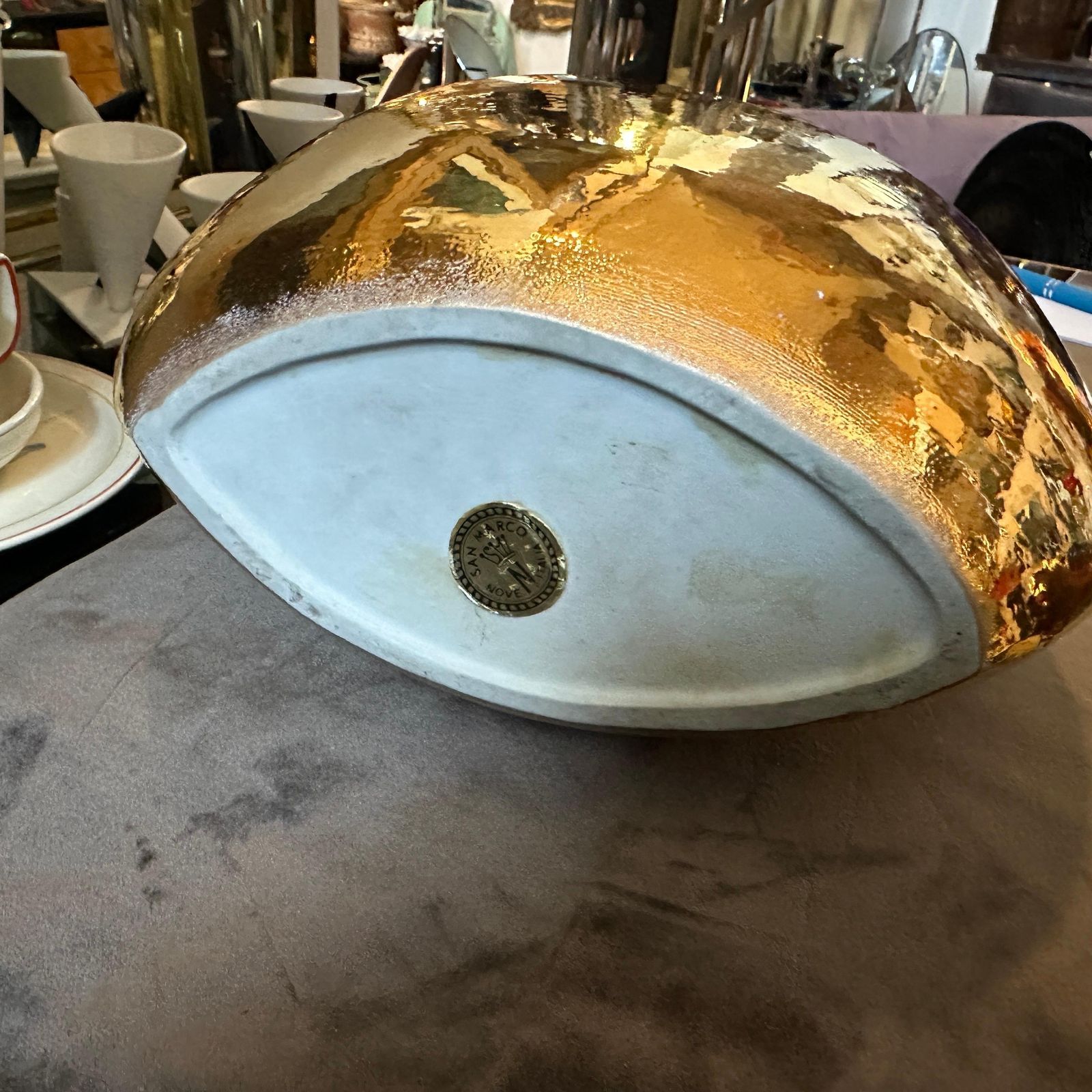 photo furniture 1970s Mid Century Modern Gilded Porcelain Italian Vase By Nove San Marco