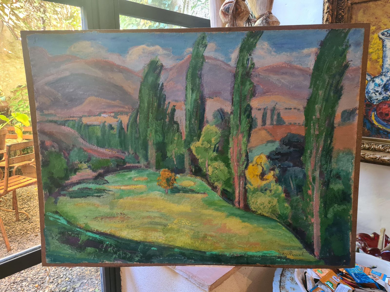 Art Fauvist French Landscape, The Cyprus Trees Byjean Perret photo