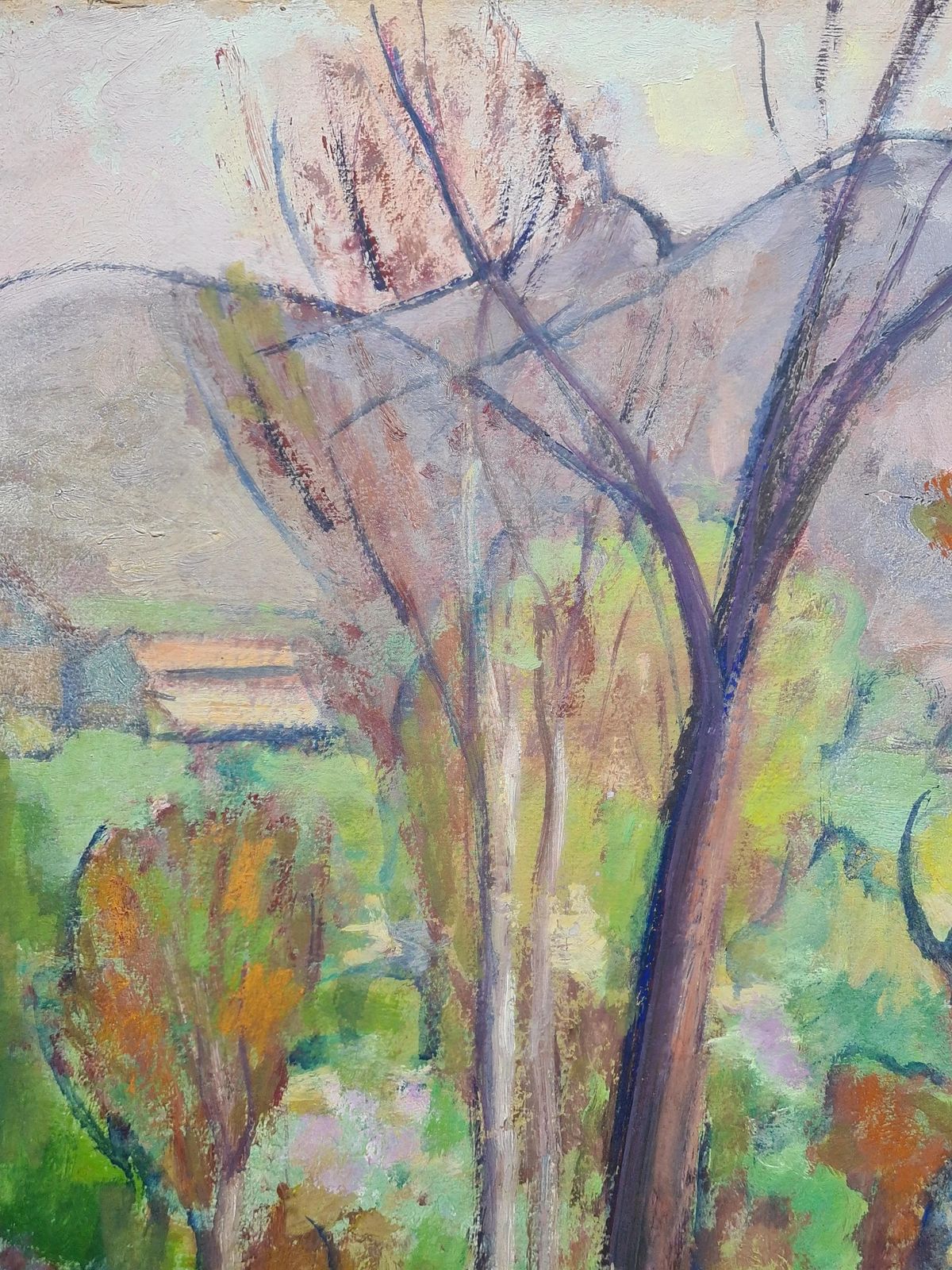Post Impressionist French Landscape, The Blossom, School Of Cezanne By Jean Perret photo vinterior