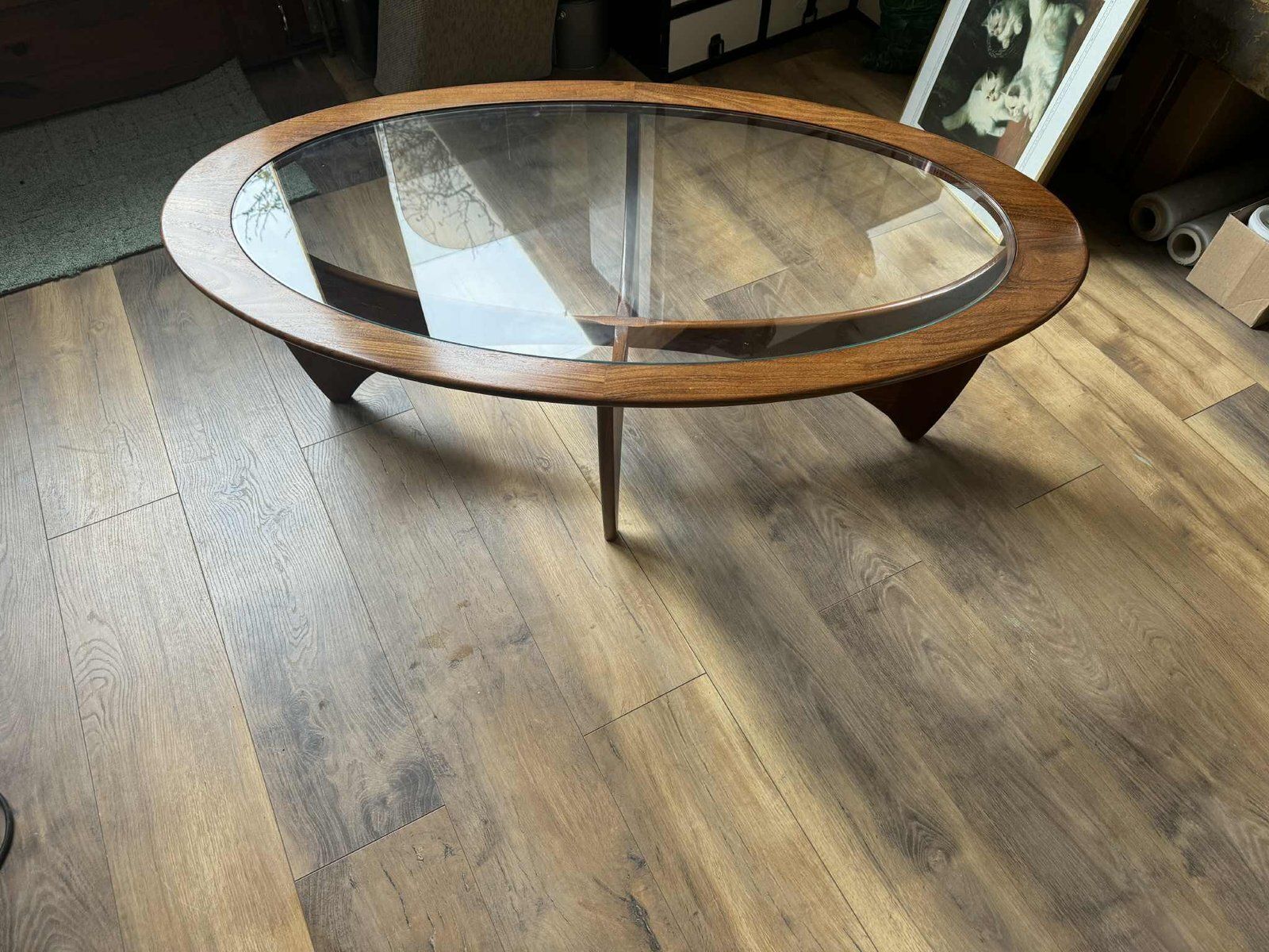Oval Astro Coffee Table In Teak With Glass Top By Victor Wilkins For G Plan, 1960s photo furniture