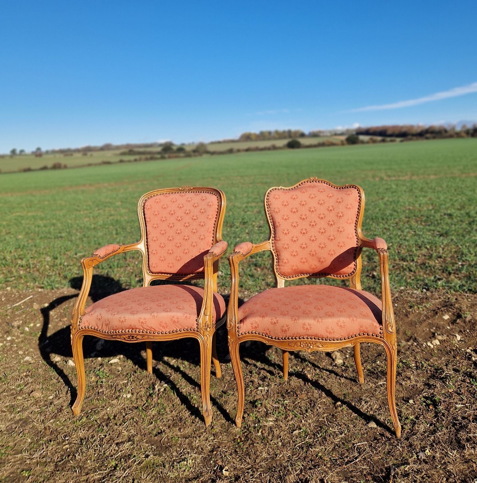 Pair Of Antique Louis XV Style French Armchairs photo furniture