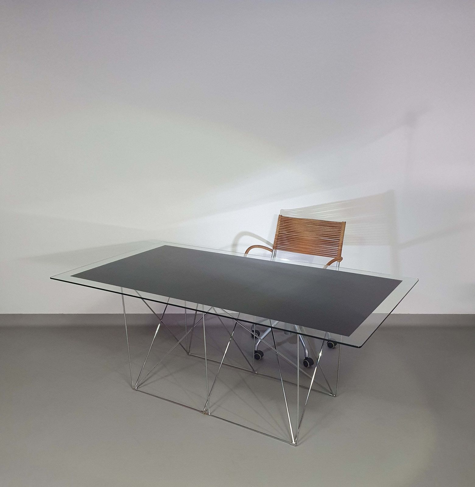Furniture Steel And Glass Dining Table By Max Sauze For Max Sauze Studio, 1970s photo
