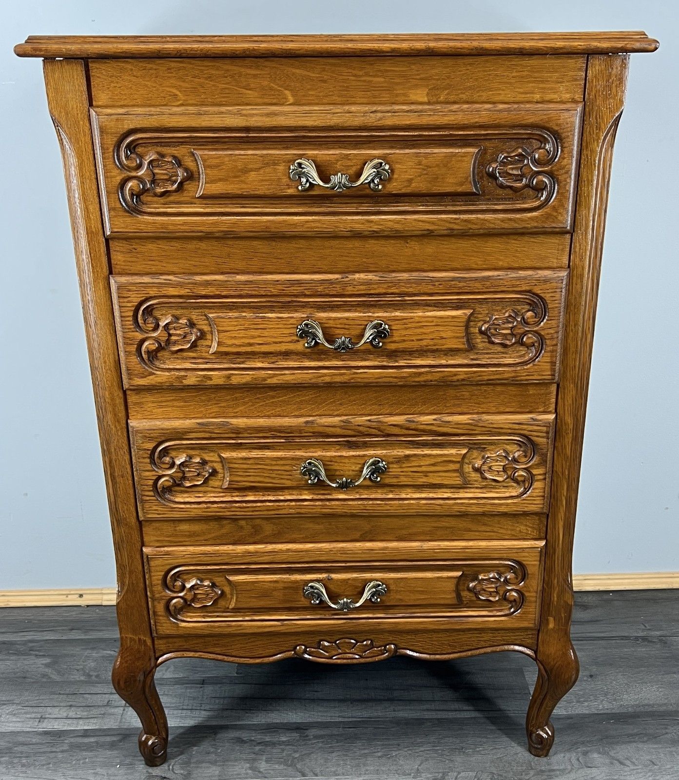Chest Of Drawers Vintage French Louis Oak 4 Drawers Carved Cabinet Lot 4466 photo furniture