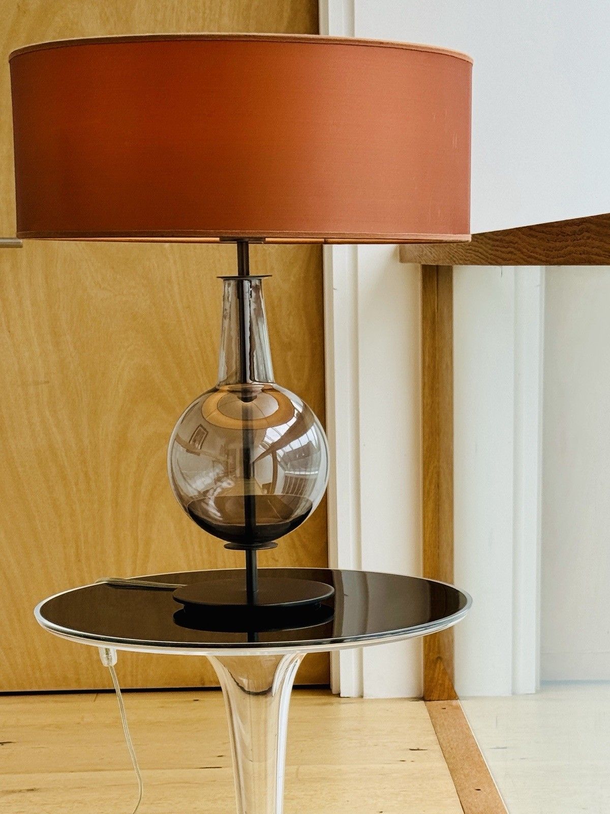 Lighting Original Desir Smoked Glass Table Lamp By Penta Designed By Gaia Bellavia 2003 photo