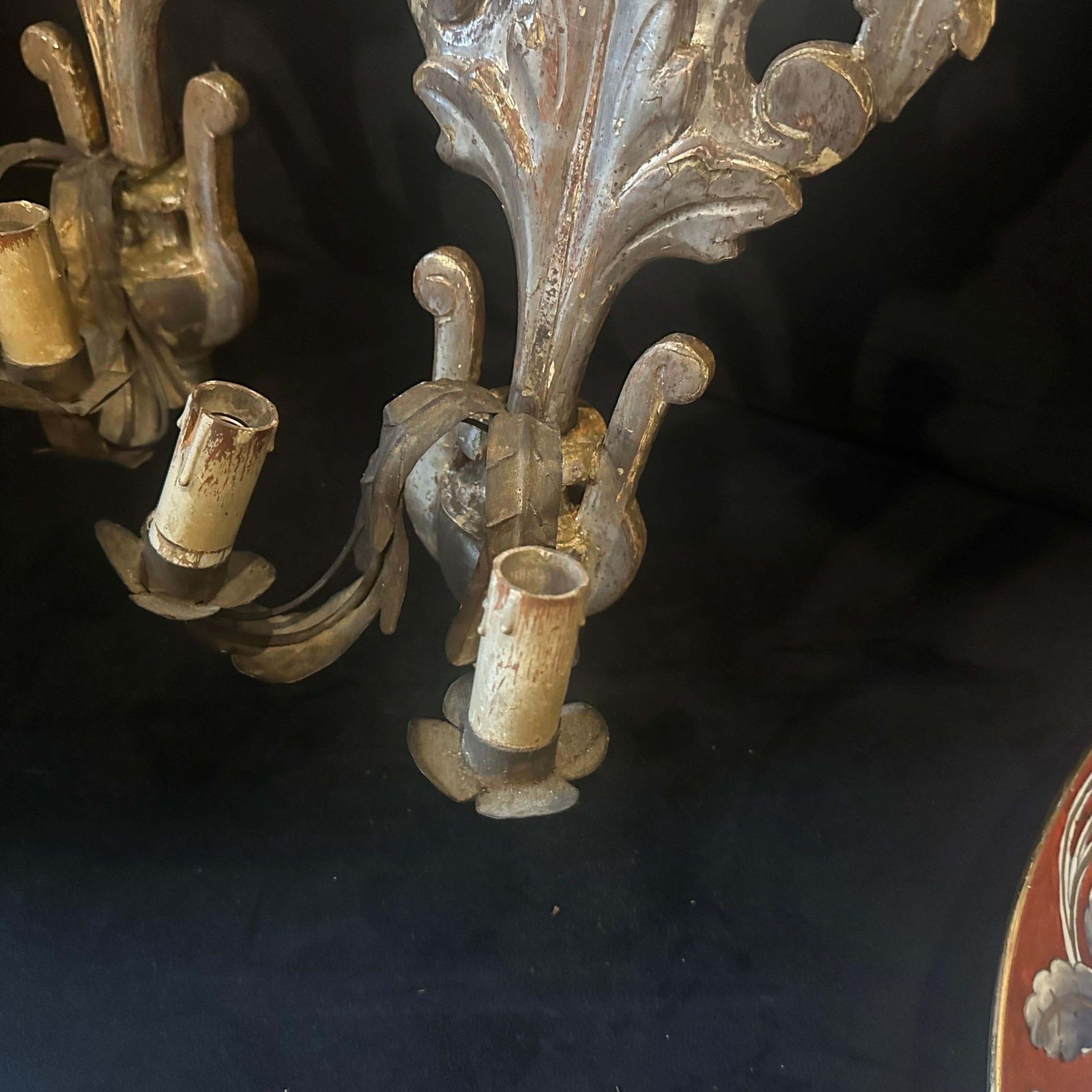 Authentic Louis XVI Silvered Linden Wood Sicilian And Iron Wall Candle Sconces photo 1502.0