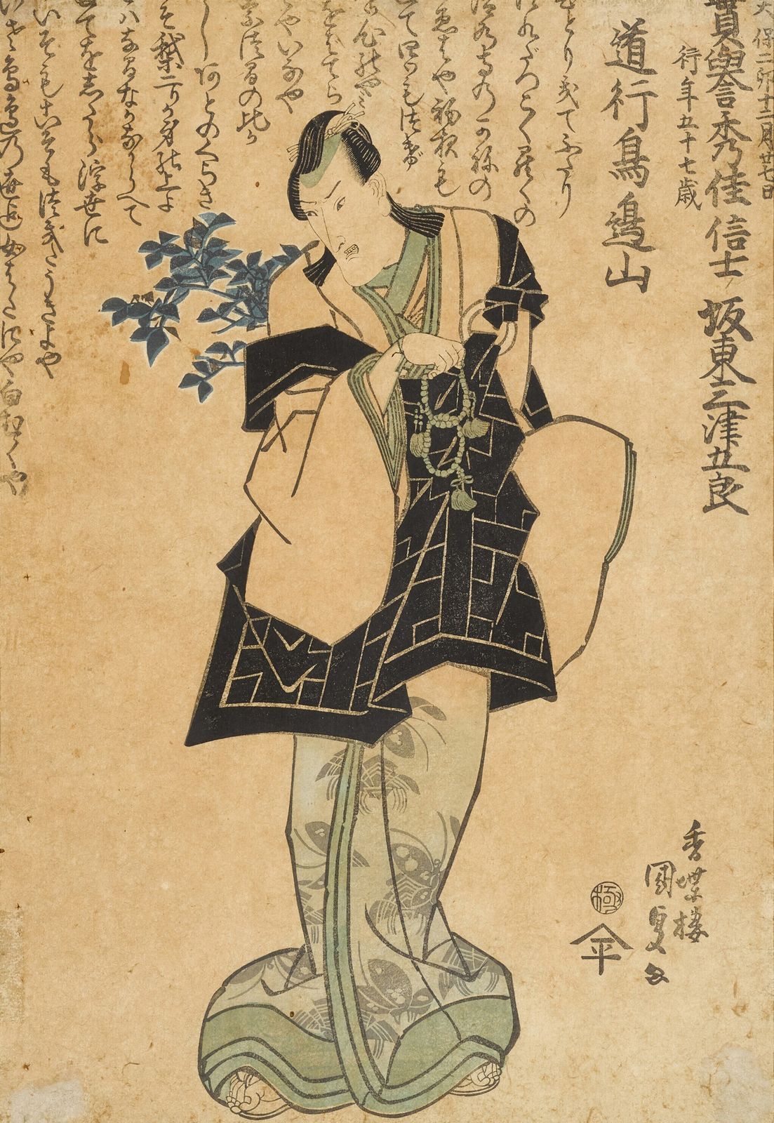 Pair Of Japanese Ukiyo E Woodblock Prints (Edo Style, 19th Century) photo for sale