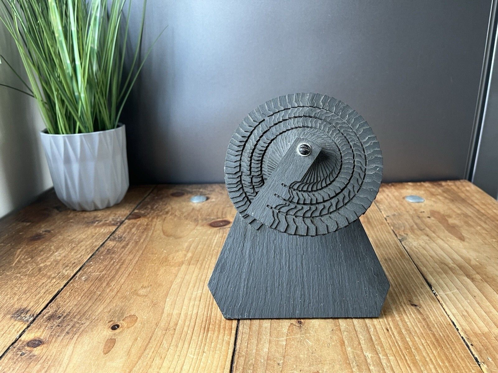 Decorative Welsh Celtic Folk Art Carved Slate Fan   Quarryman Fireside Antique photo furniture