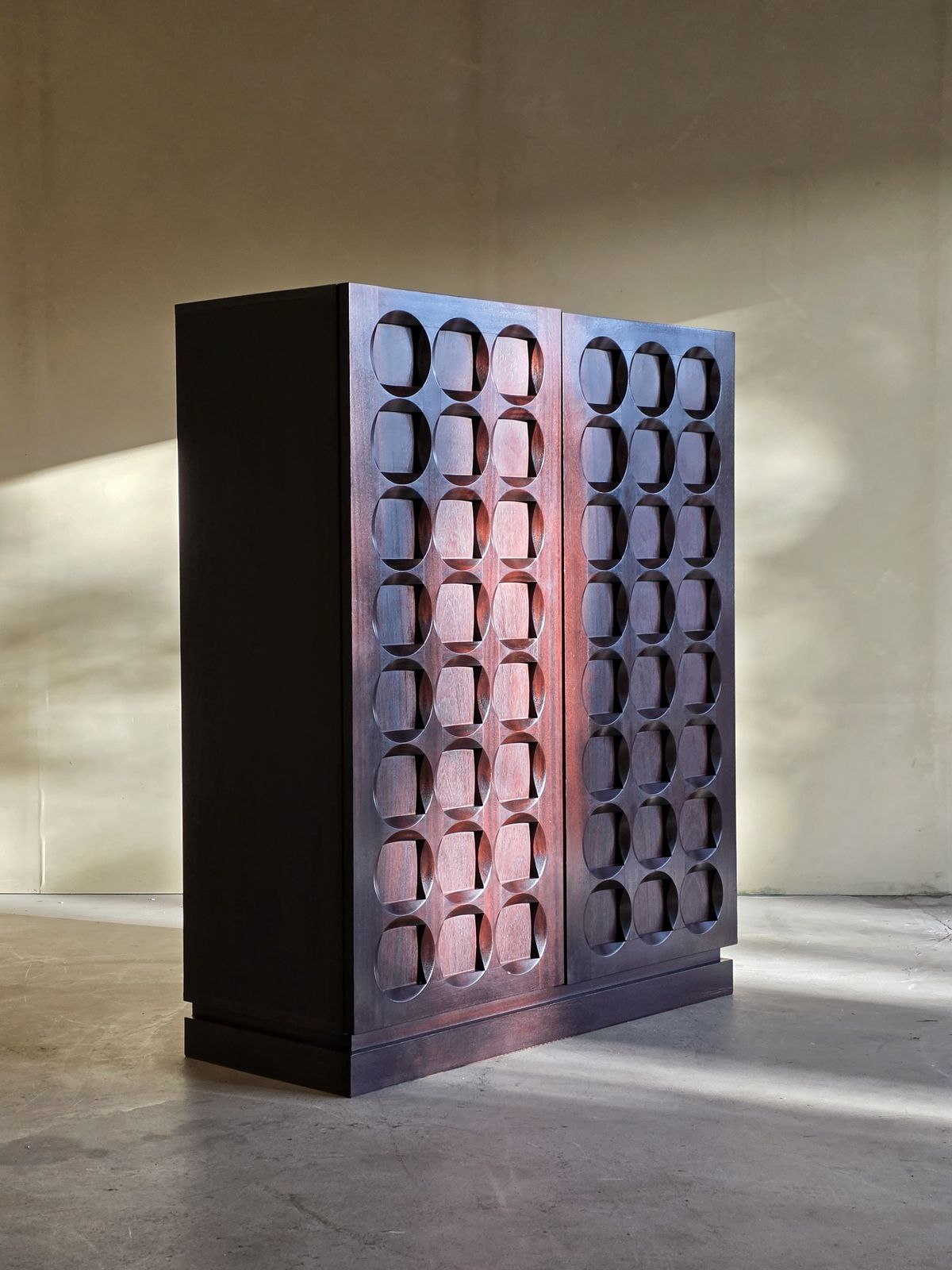 Brutalist Mahogany Bar Cabinet By Defour, Belgium, 1970s photo furniture