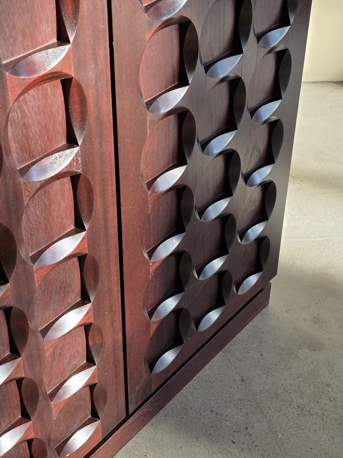 Brutalist Mahogany Bar Cabinet By Defour, Belgium, 1970s photo vintage