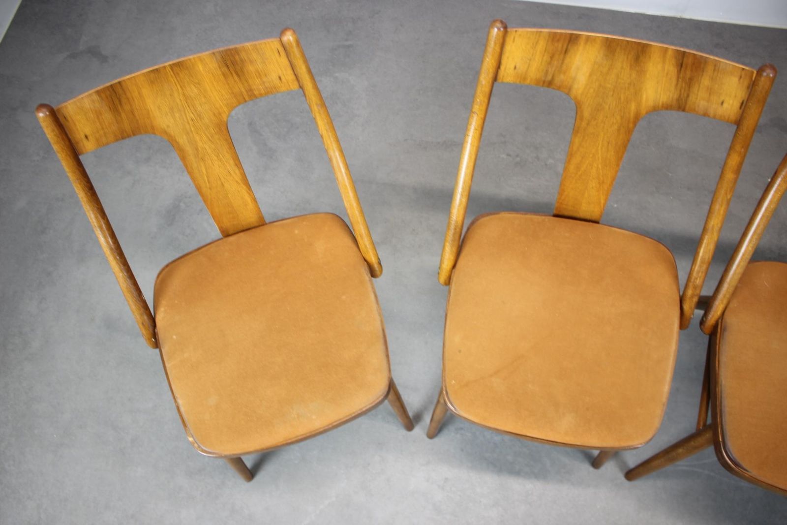 1950s Set Of Four Dining Chairs In Walnut, Czechoslovakia photo Furniture