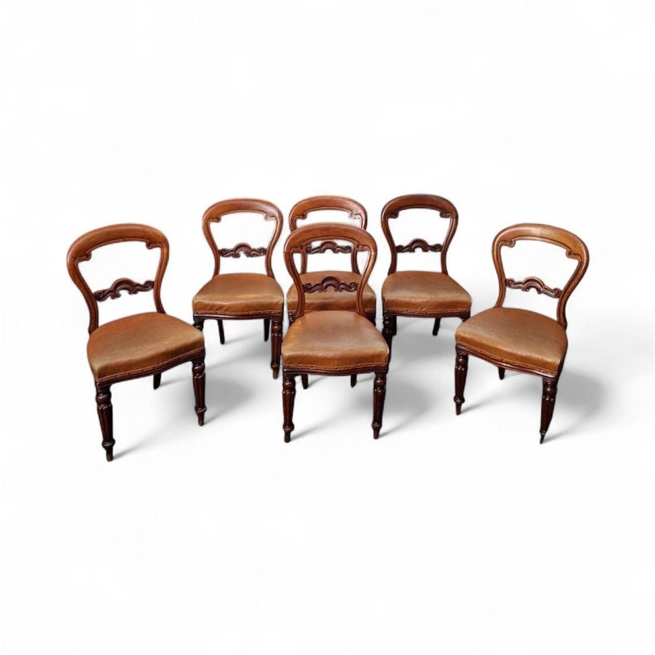 Antique Victorian Balloon Back Dining Chairs / Set Of 6  / C.1880 / Free Delivery photo vinterior