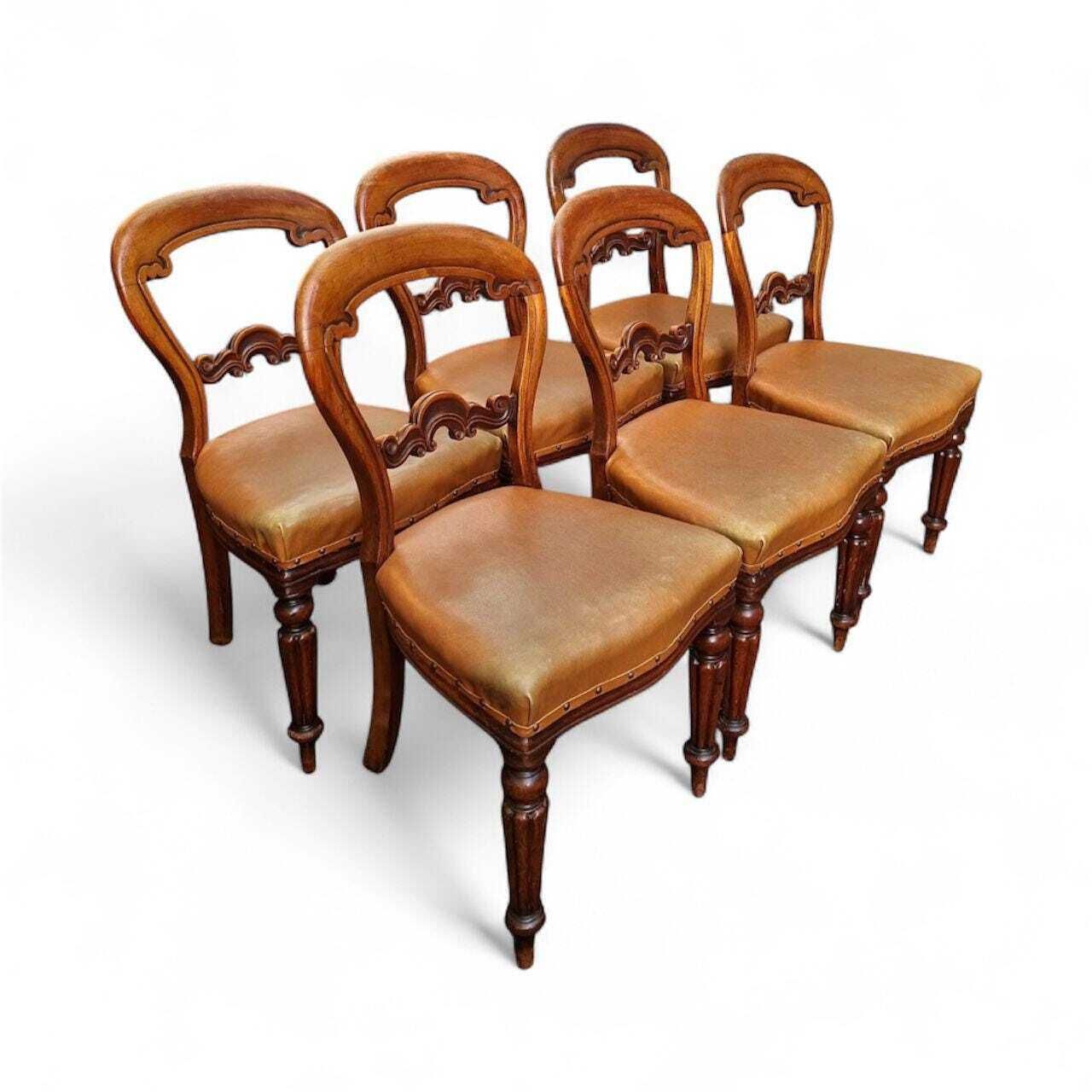 photo furniture Antique Victorian Balloon Back Dining Chairs / Set Of 6  / C.1880 / Free Delivery