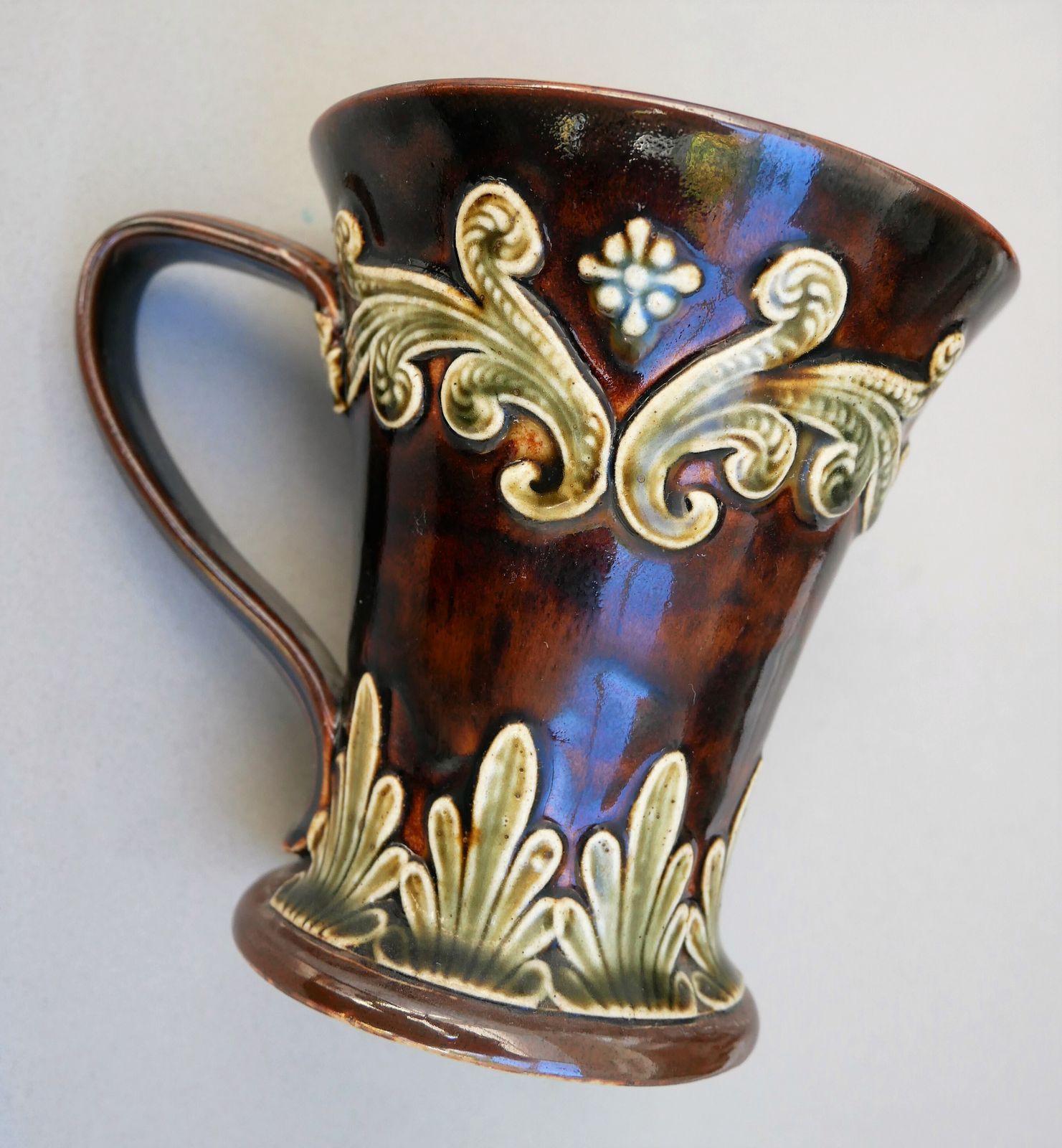 Antique Doulton Beer Mug, Jug, Vase Brown & Cream Single Handle 1901 12x11cm