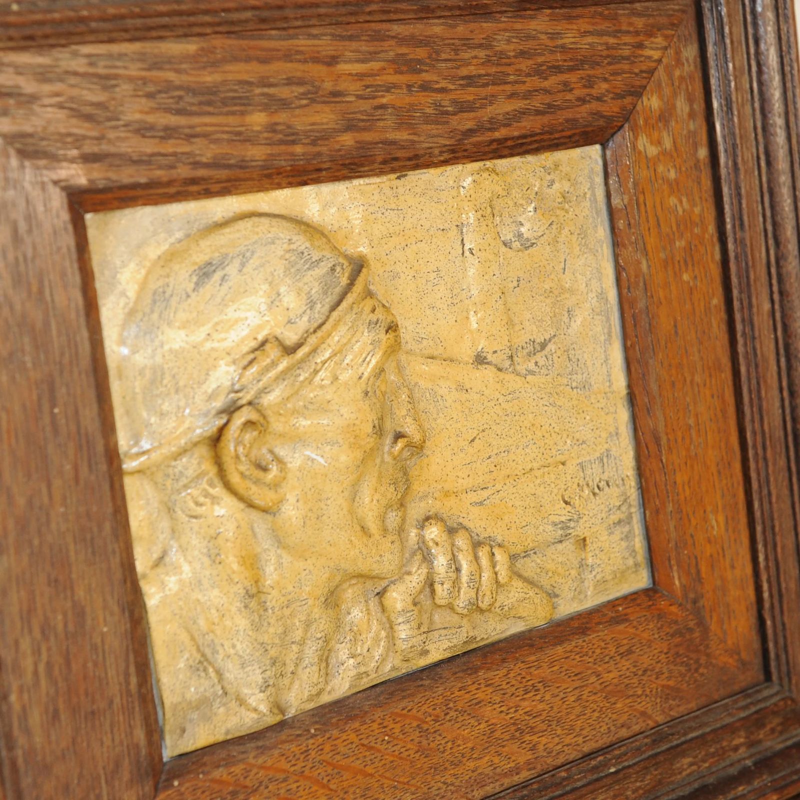Framed Constantin Meunier, Bas Relief Of Miner, 1904, Plaster photo for sale