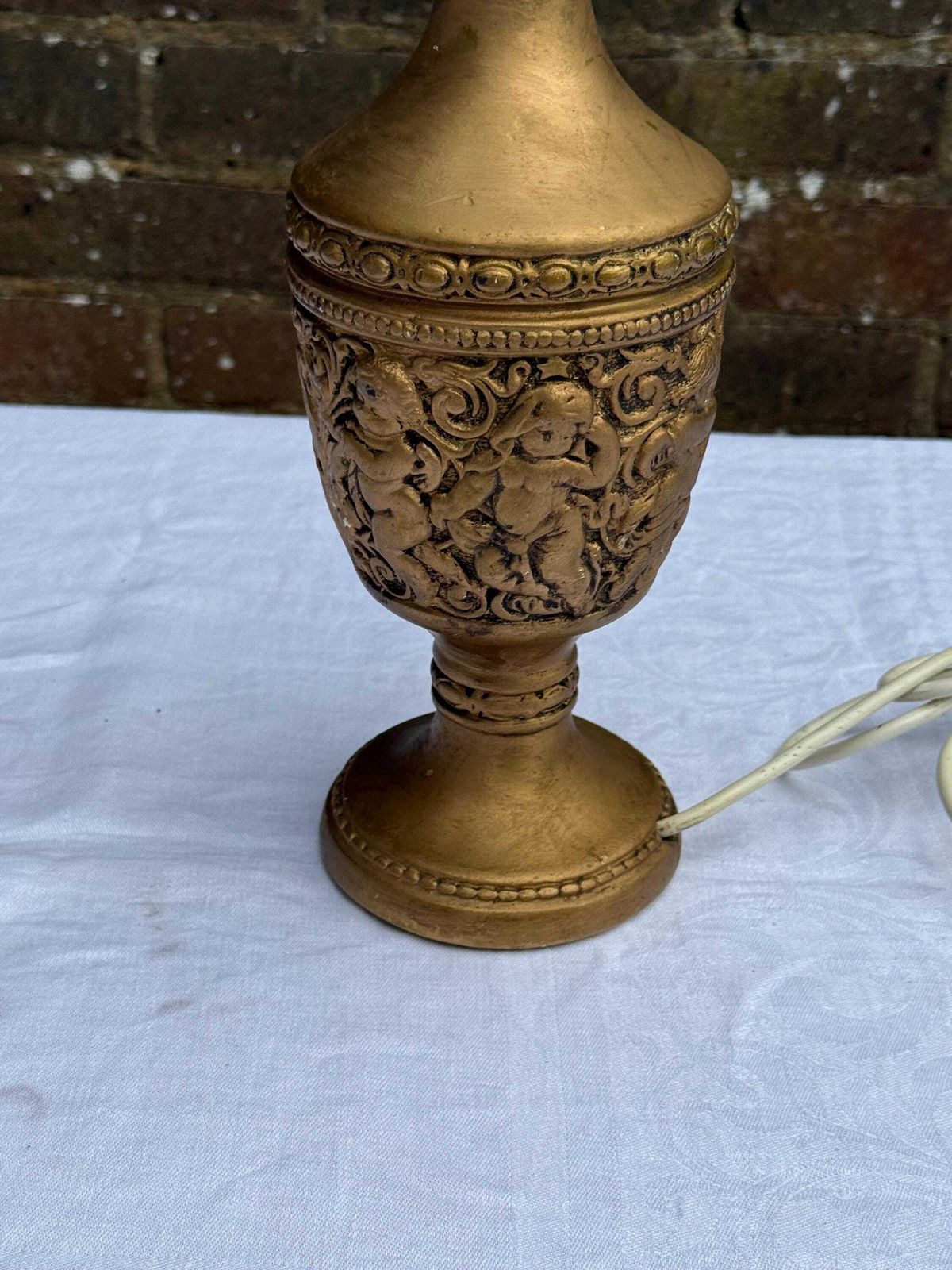 Retro 1970s Gold Cherub Lamp, Vintage Gilt Plaster Table Lamp, Baroque Angel Lamp In Antique Finish, Working Mid Century Light, Pat Tested photo buy