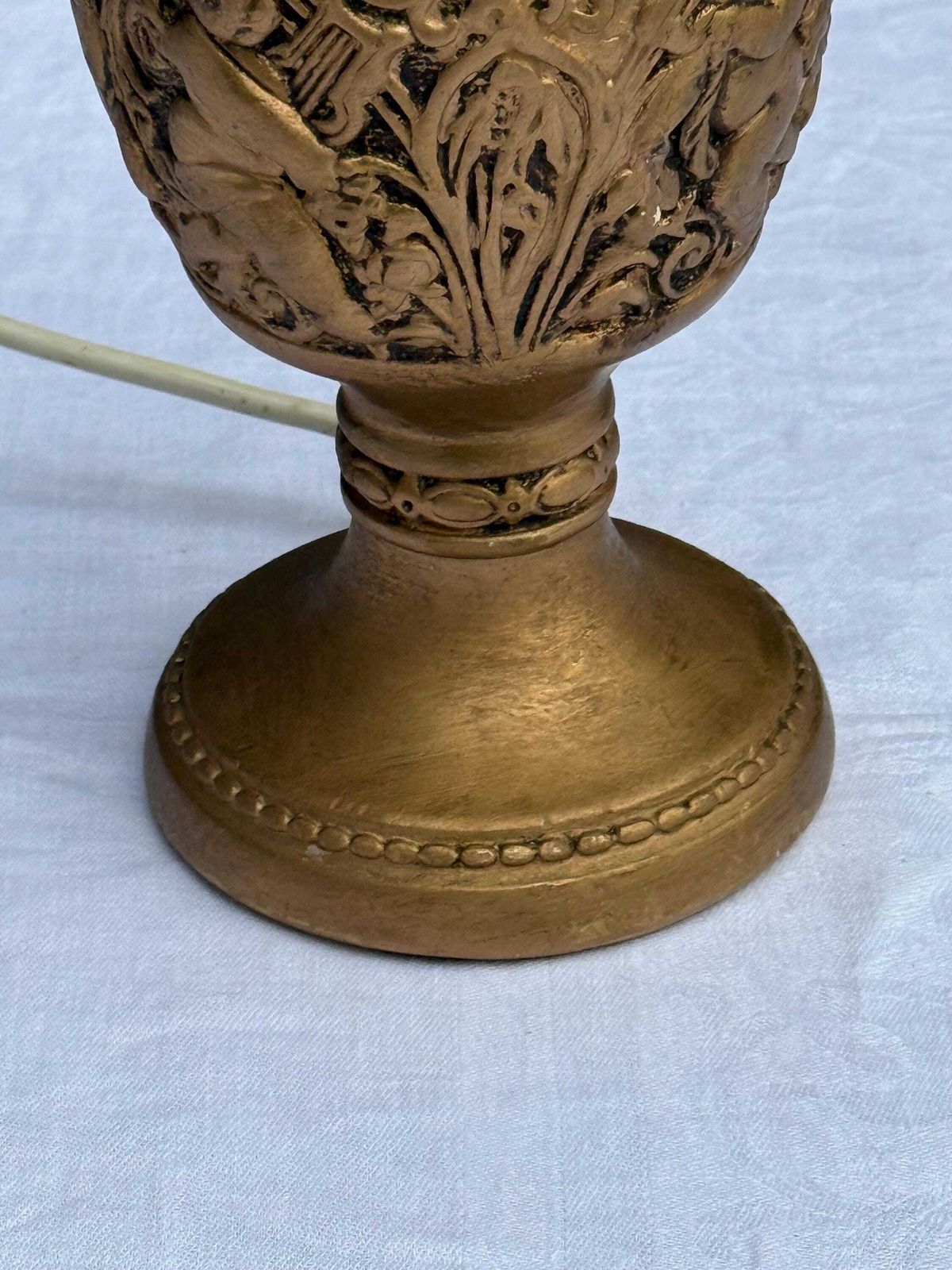 photo for sale Retro 1970s Gold Cherub Lamp, Vintage Gilt Plaster Table Lamp, Baroque Angel Lamp In Antique Finish, Working Mid Century Light, Pat Tested