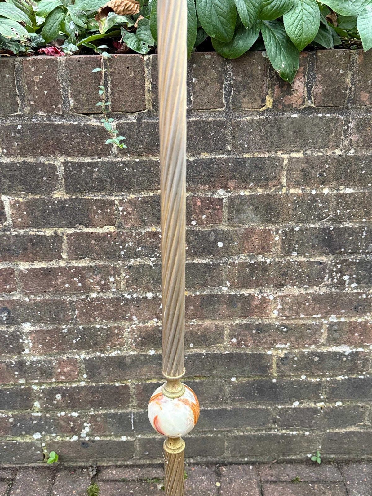265.0 Vintage 1950s Italian Onyx & Brass Floor Lamp – Mid Century Standing Light With Marble Base; Pat Tested And Working Vintage Floor Lamp photo