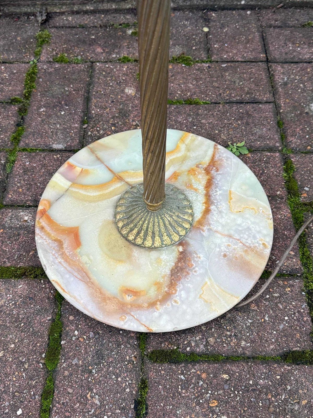 photo buy Vintage 1950s Italian Onyx & Brass Floor Lamp – Mid Century Standing Light With Marble Base; Pat Tested And Working Vintage Floor Lamp
