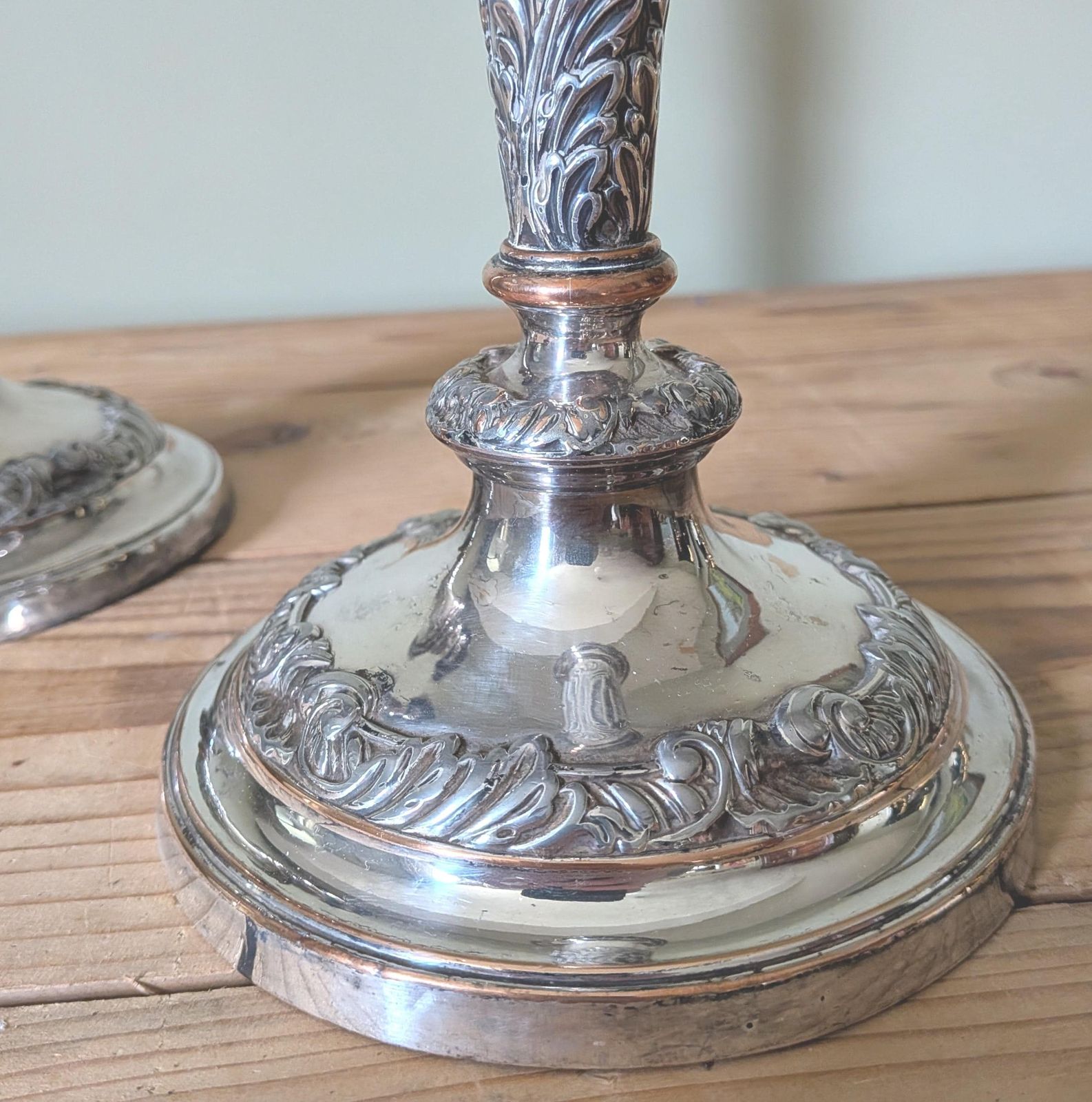 A Pair Of Antique Old Sheffield Plate English Silver Plate Candle Sticks Or Candlesticks Candle Holder C1880 photo Home Decor