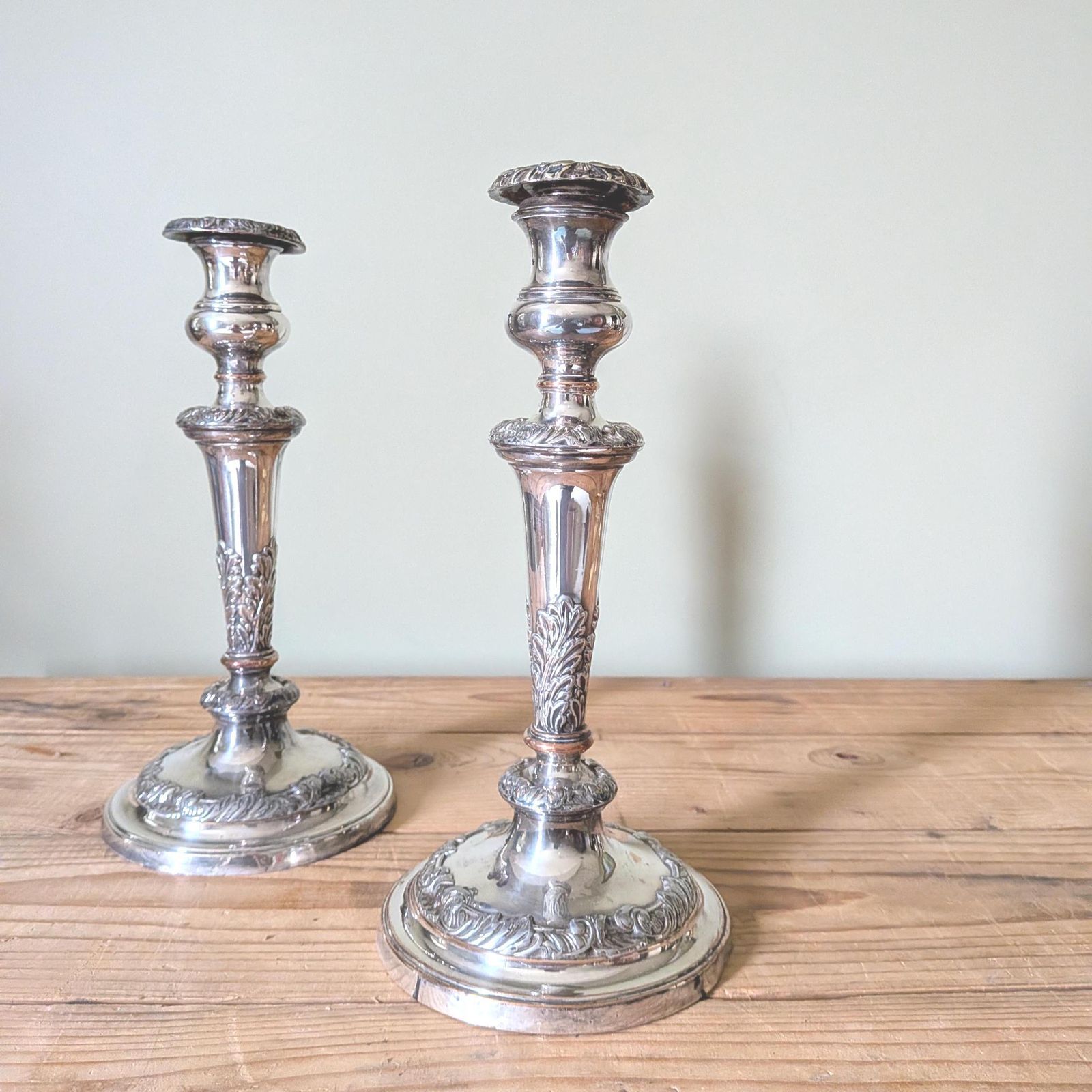 photo for sale A Pair Of Antique Old Sheffield Plate English Silver Plate Candle Sticks Or Candlesticks Candle Holder C1880