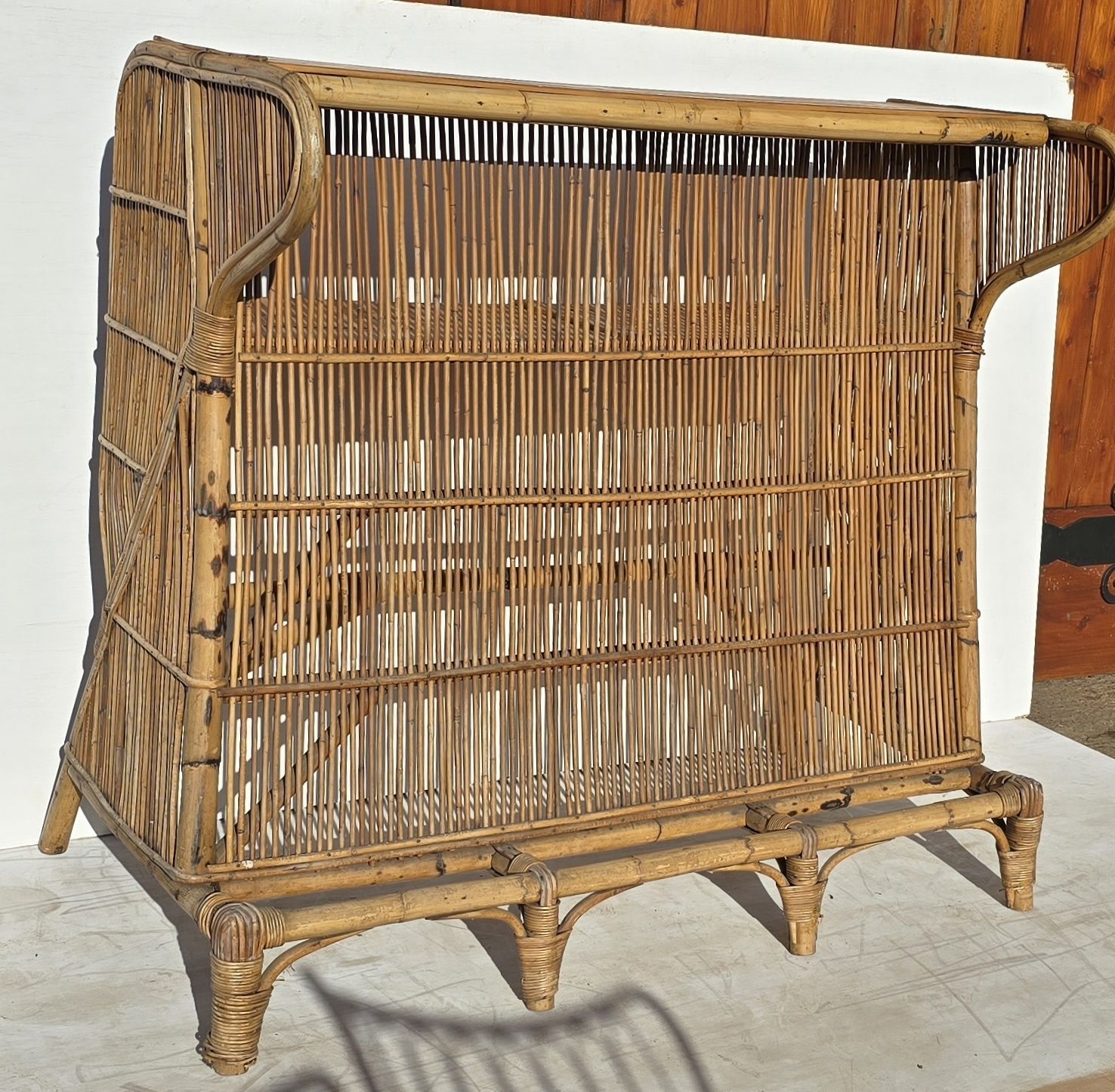 Mid Century Italian Bamboo Cocktail Bar Set photo vinterior