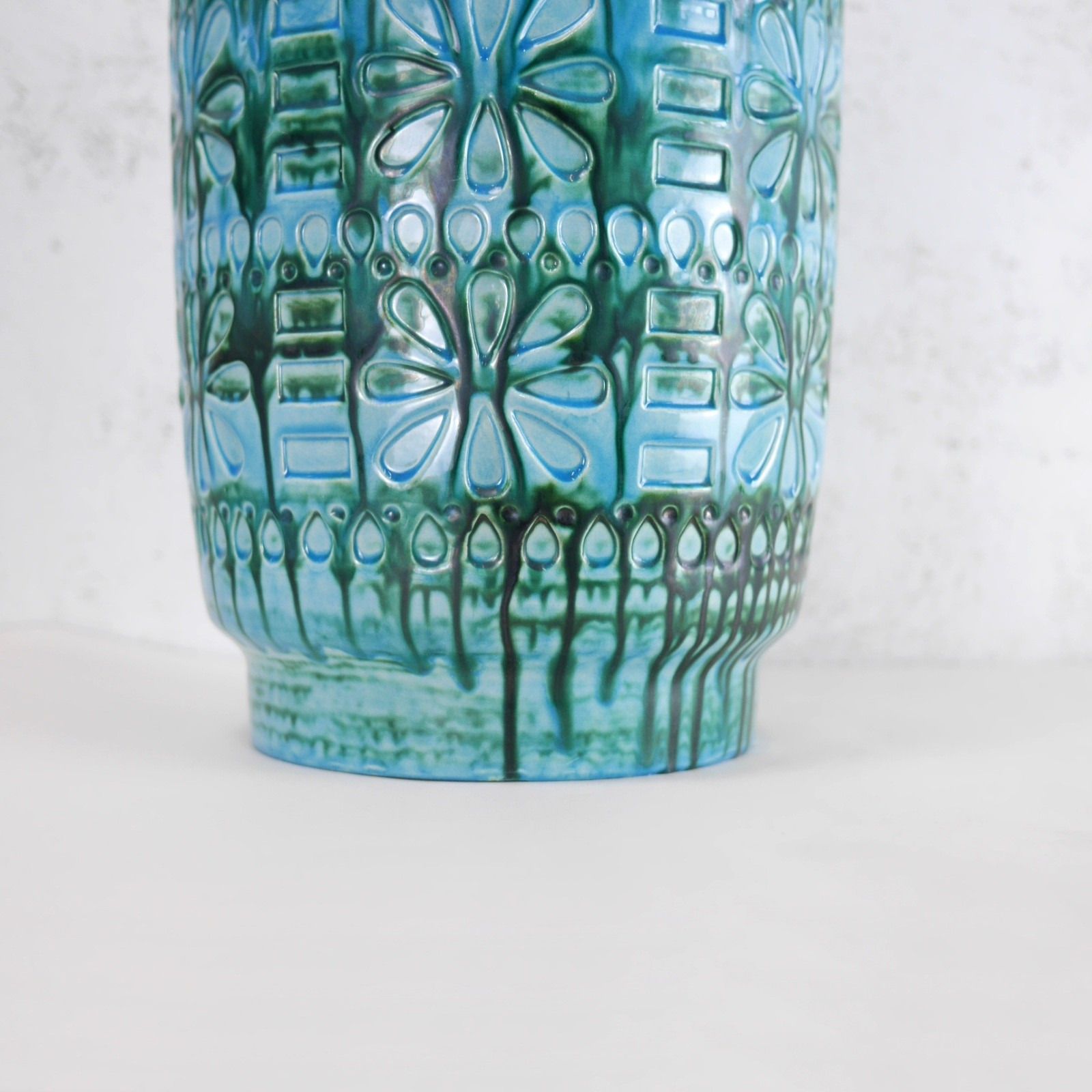 Home Decor Ex Large Vintage Mid Century Blue Green Vase West Germany Scheurich 50cm #103026 photo
