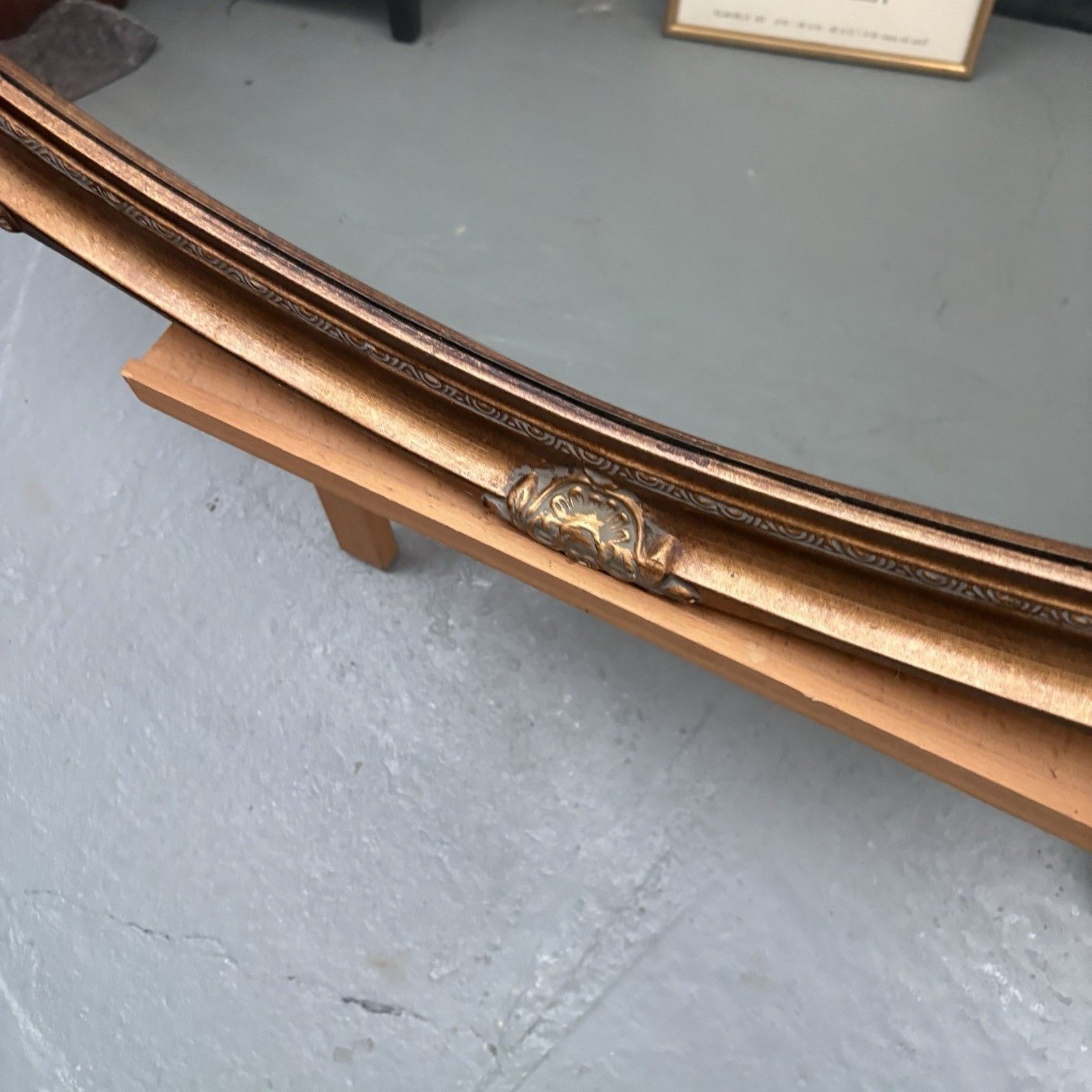 West Decor Reproduction Art Nouveau Overmantle Oval Antique Gilt Mirror photo vinterior