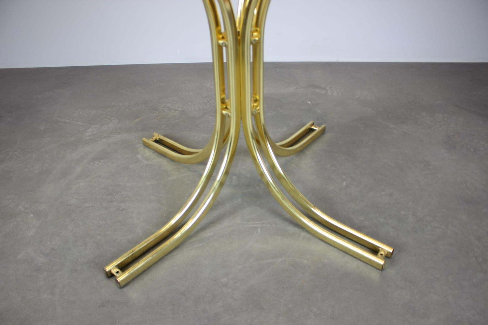 Round Dining Table Brass And Glass / Italy, 1980s photo for sale