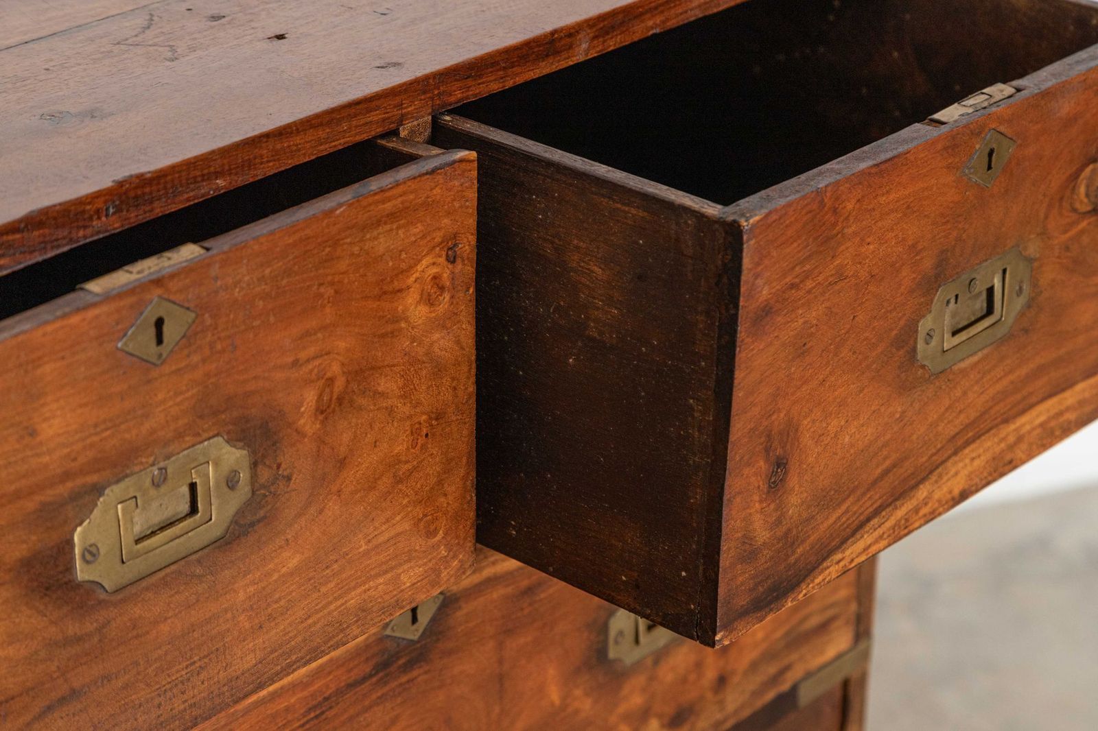 Furniture 19thc English Walnut Campaign Chest Drawers photo