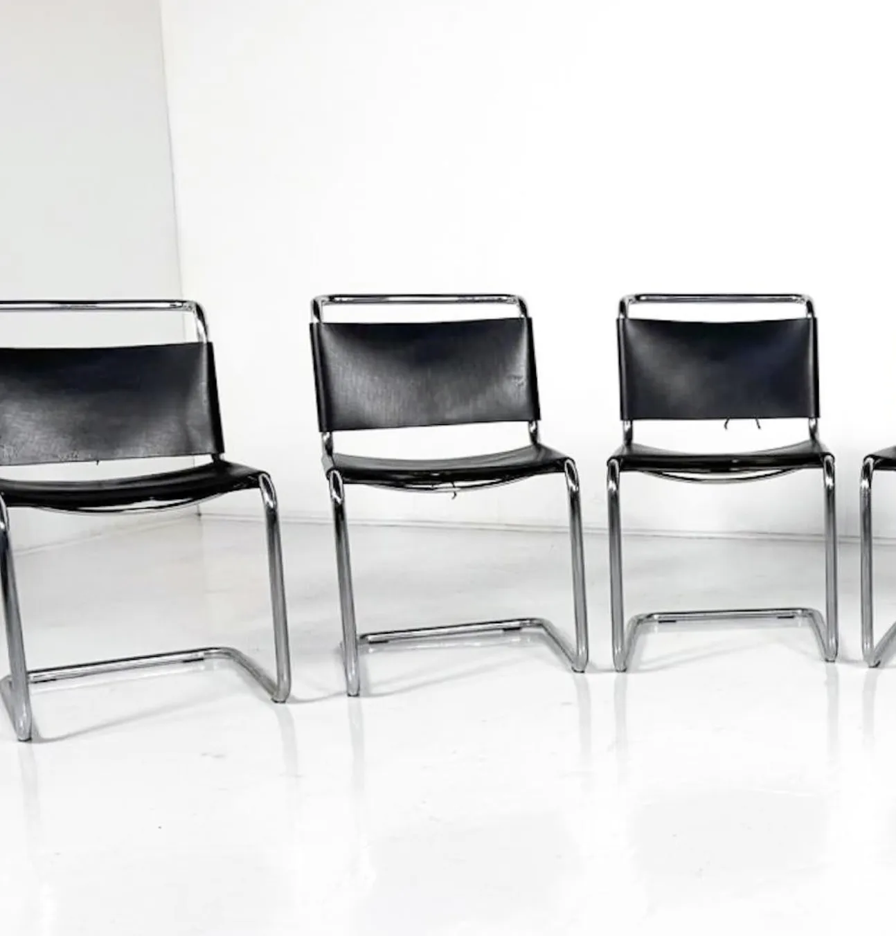 Set Of 6 Chairs Model B33 By Marcel Breuer, 1970s, Leather And Chrome photo 4320.0