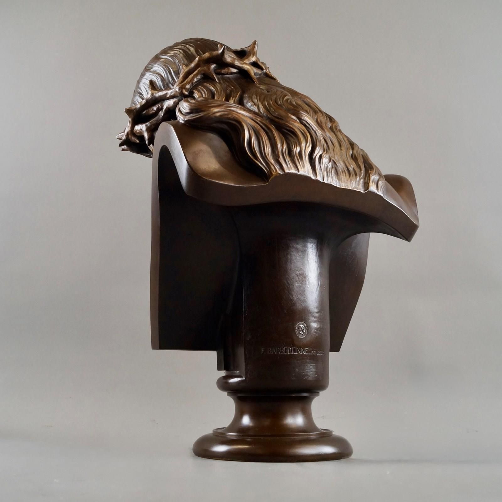 A Very Large French Patinated Bronze Bust Of Jesus Christ photo for sale