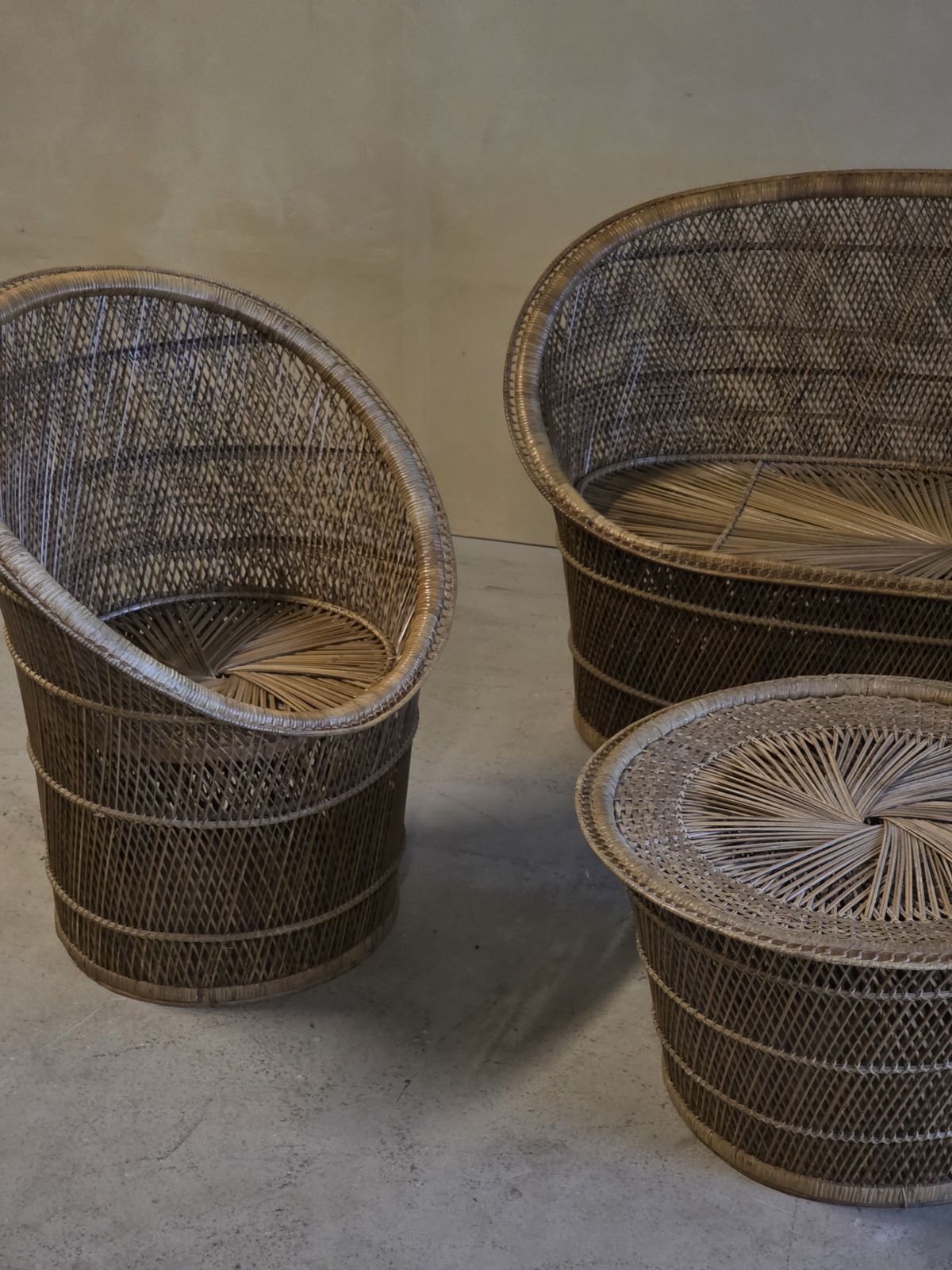 Vintage Rotan Loungeset, Ca. Jaren 1970 photo 2404.0