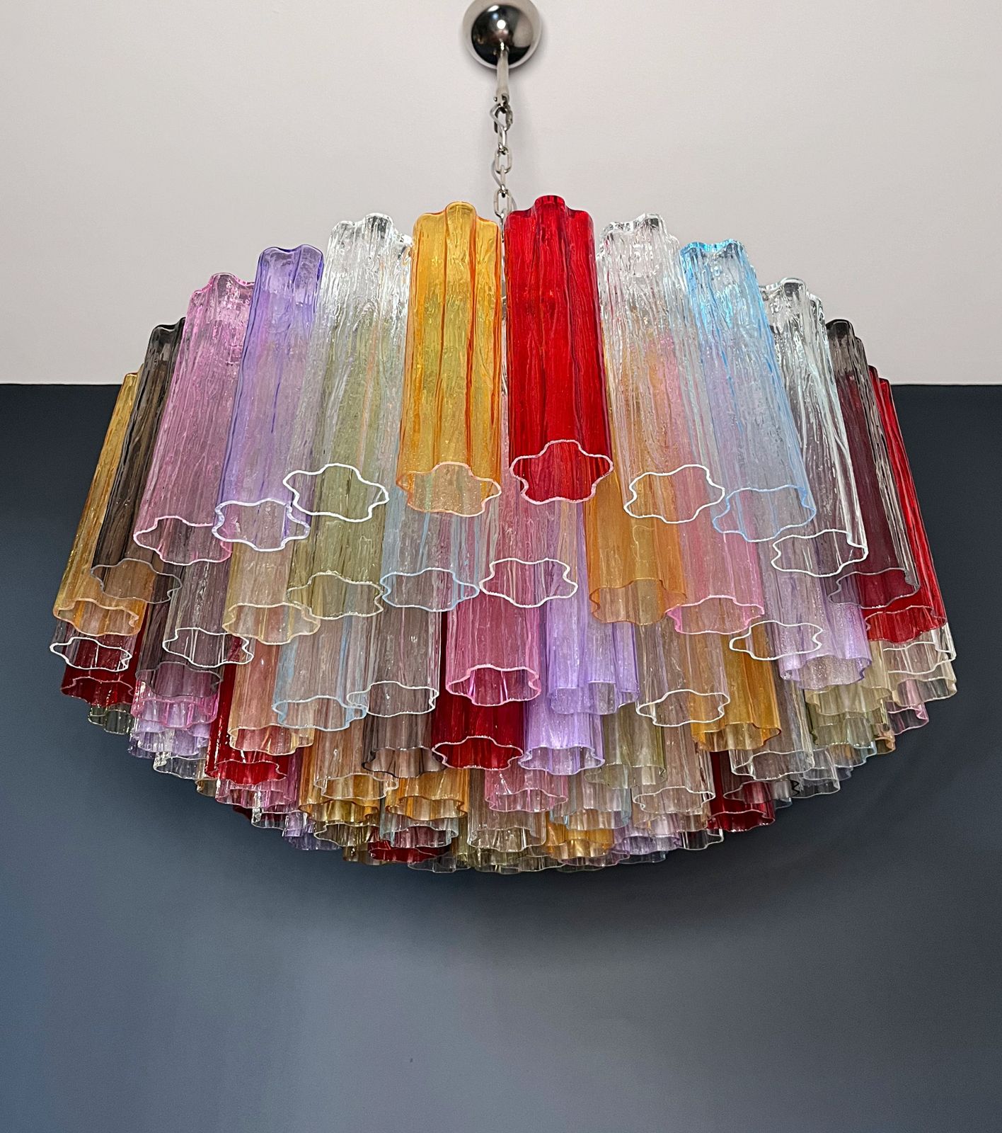 Large Murano Glass Chandelier  101 Multicolored Tube Glasses photo vinterior