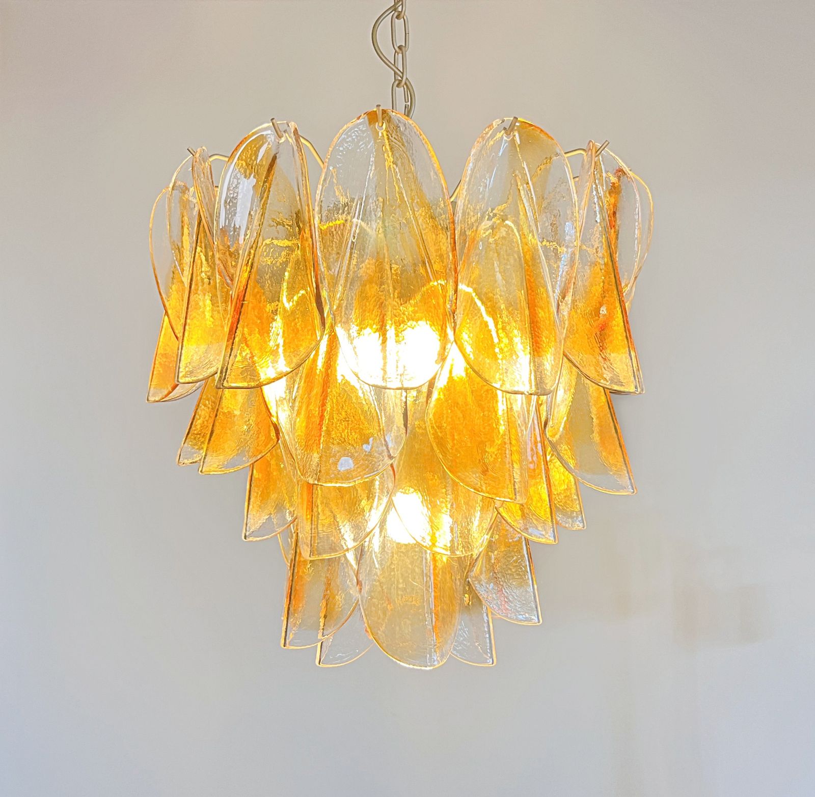 Italian Vintage Murano Chandelier   Mazzega   41 "Rondini" Amber Glass photo for sale