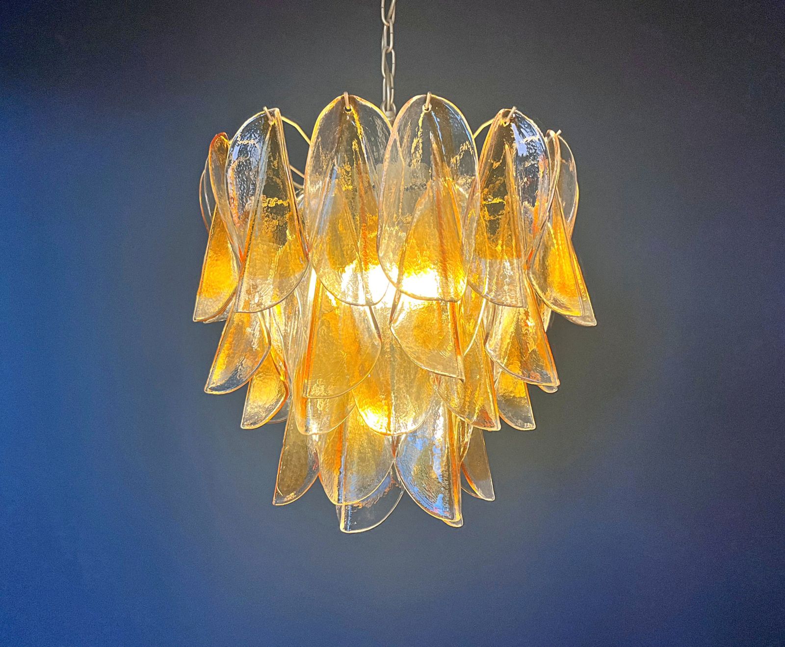 980.0 Italian Vintage Murano Chandelier   Mazzega   41 "Rondini" Amber Glass photo