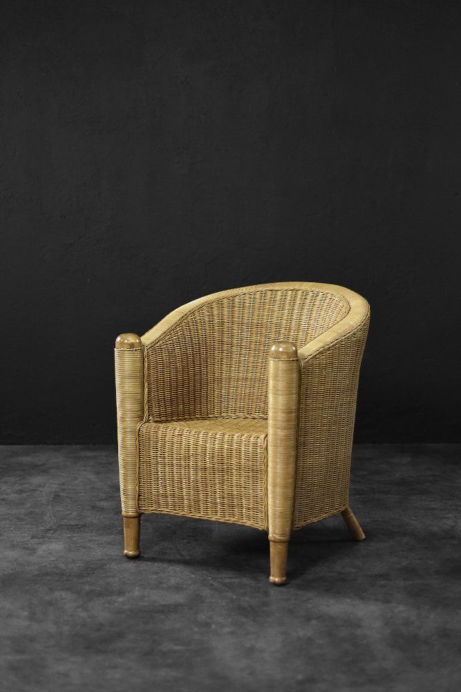Vintage Italian Boho Rattan Barrel Chair, 1970s photo buy
