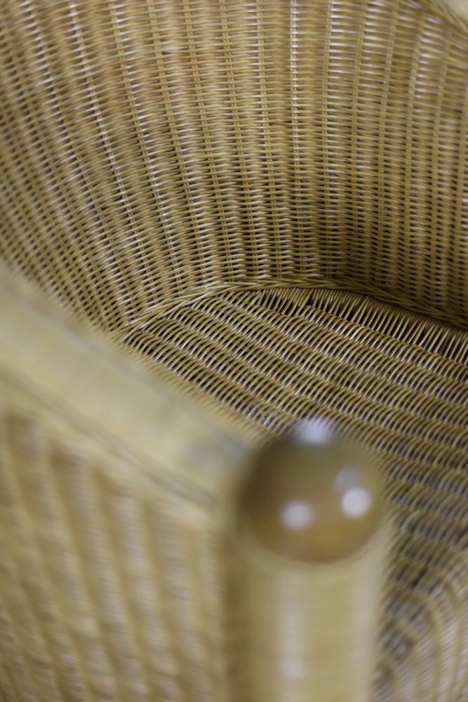 photo buy Vintage Italian Boho Rattan Barrel Chair, 1970s