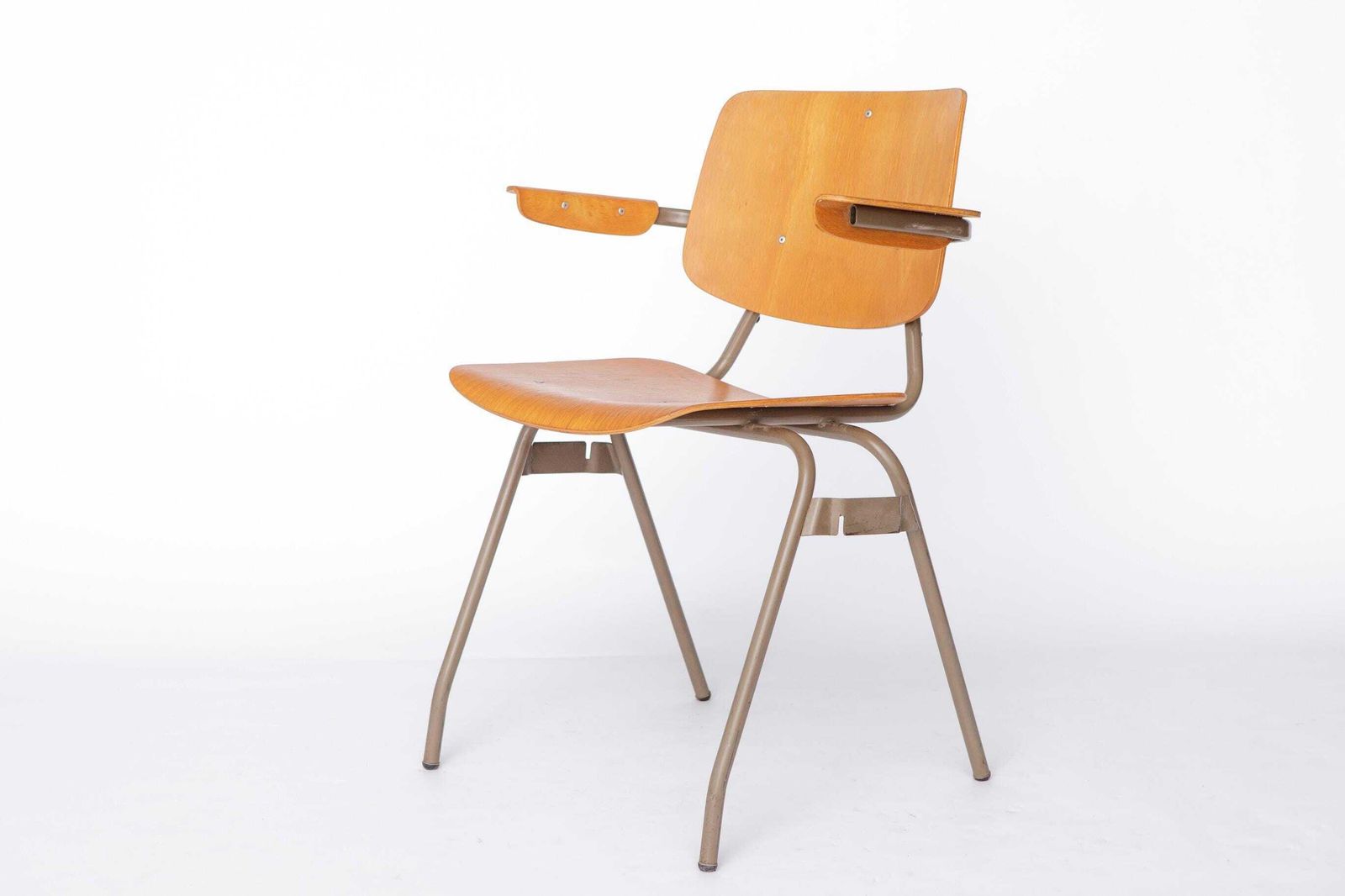 Set Of 6 Kho Liang Ie Stackable Chairs – Car Katwijk, 1950s Mid Century Modern, Beech Plywood & Metal, Dutch Design Vintage Chairs photo buy