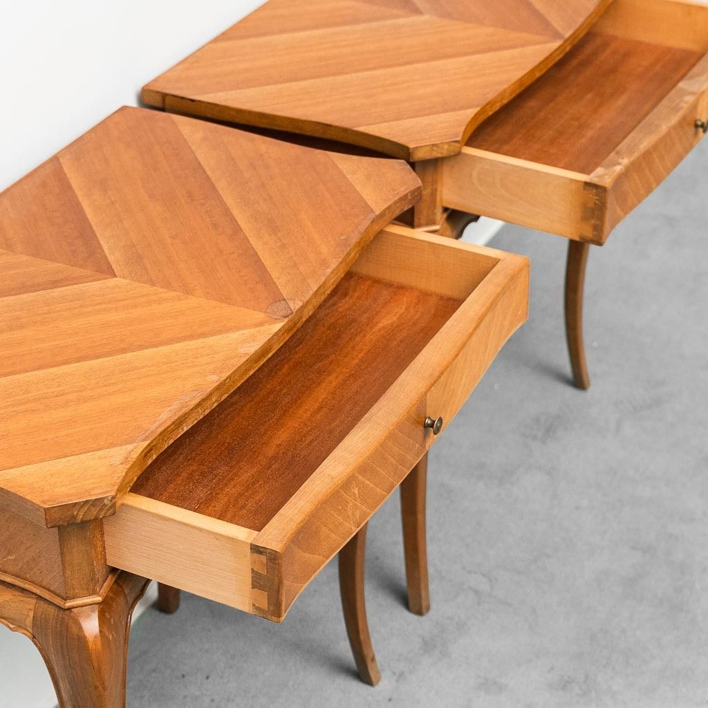 Pair Of Vintage Wooden Bedside Tables From The 1950s. photo Furniture