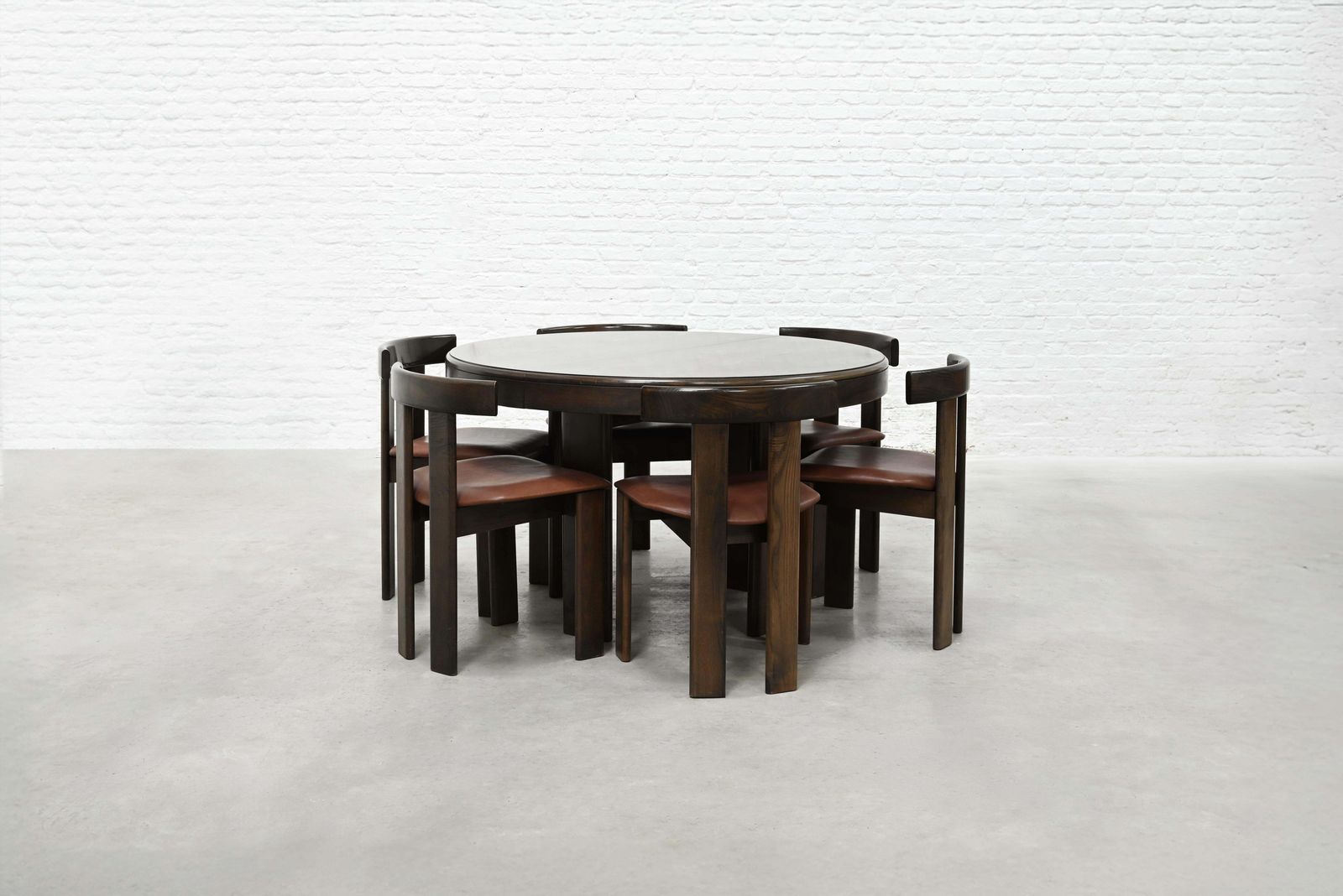 Dining Set By Luigi Vaghi For Former With Six Leather Chairs, Italy 1960's photo furniture