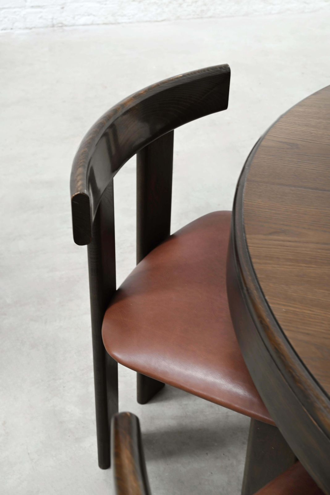 Dining Set By Luigi Vaghi For Former With Six Leather Chairs, Italy 1960's photo for sale