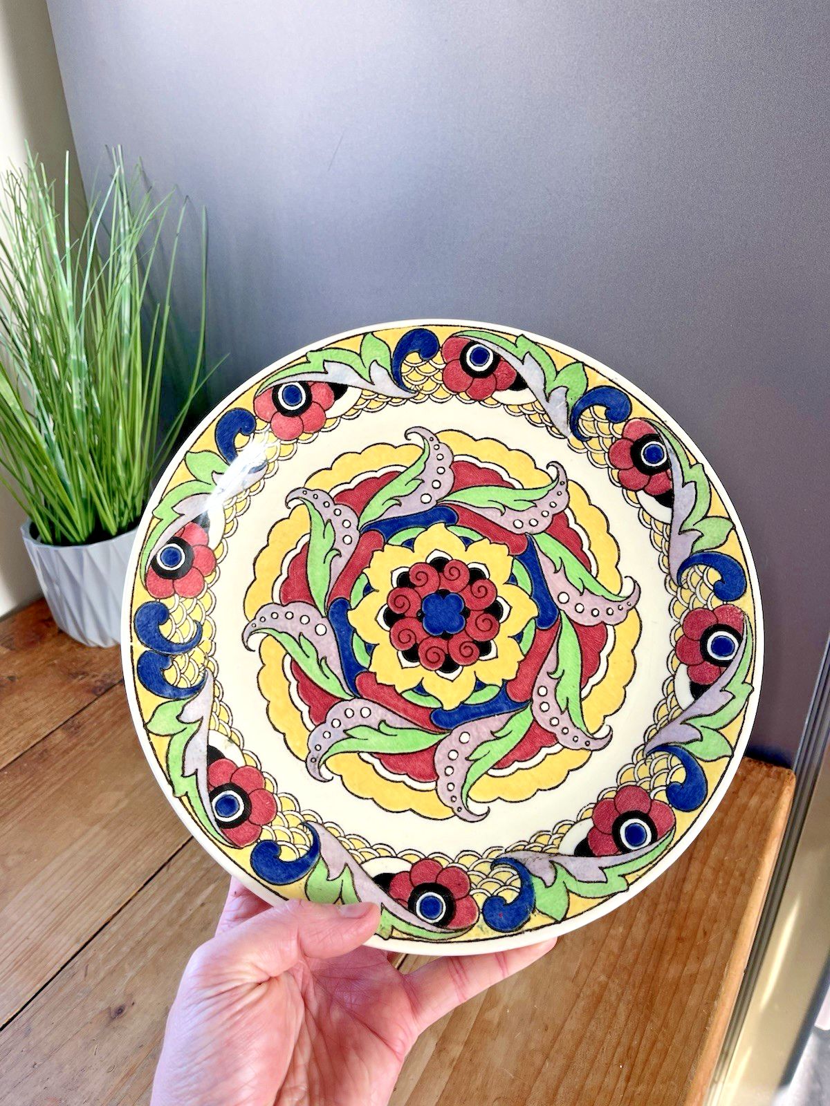 Antique Art Deco Royal Doulton Floral Iznik Geometric X Series Plate D5106 30's photo furniture