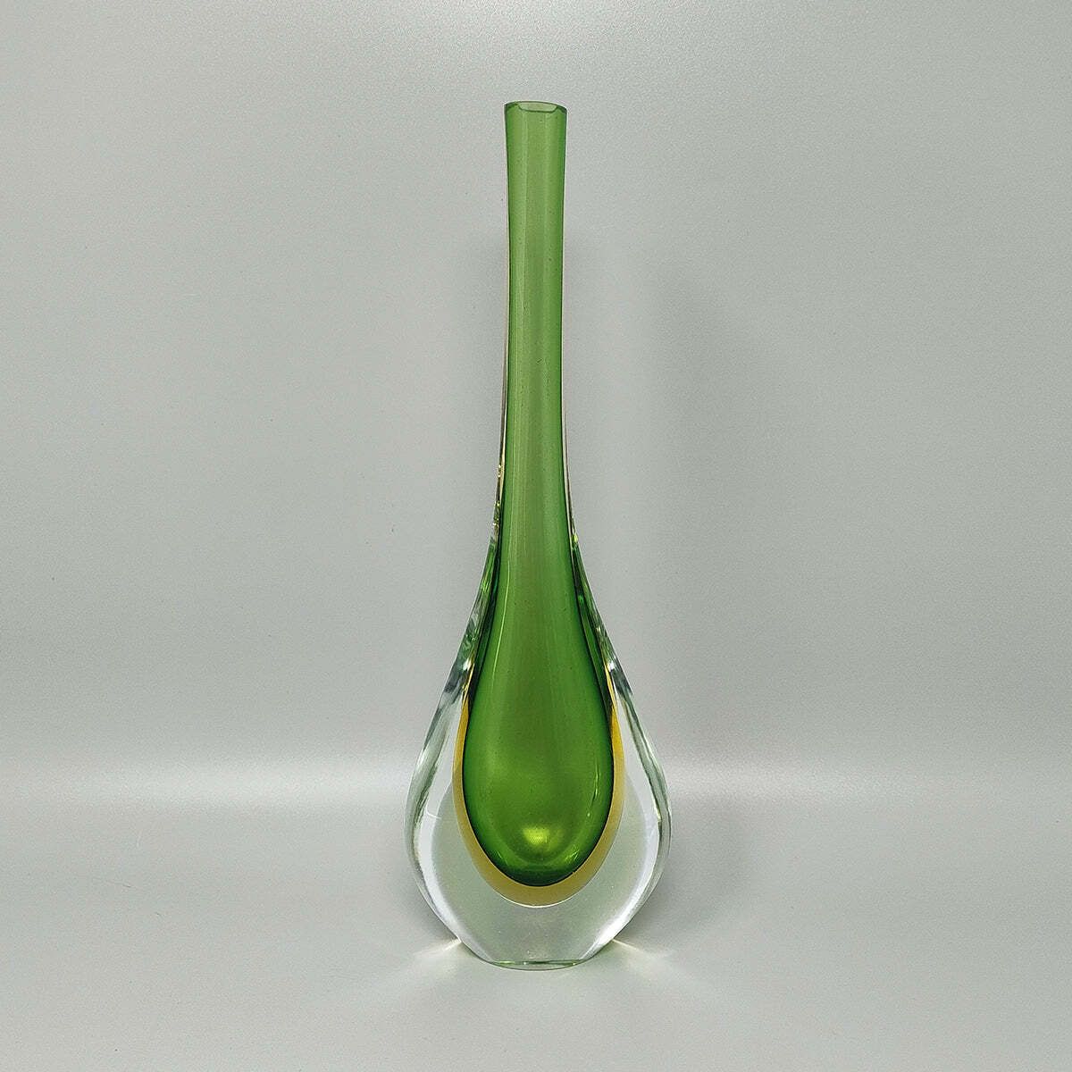 1960s Gorgeous Green And Yellow Vase By Flavio Poli photo furniture