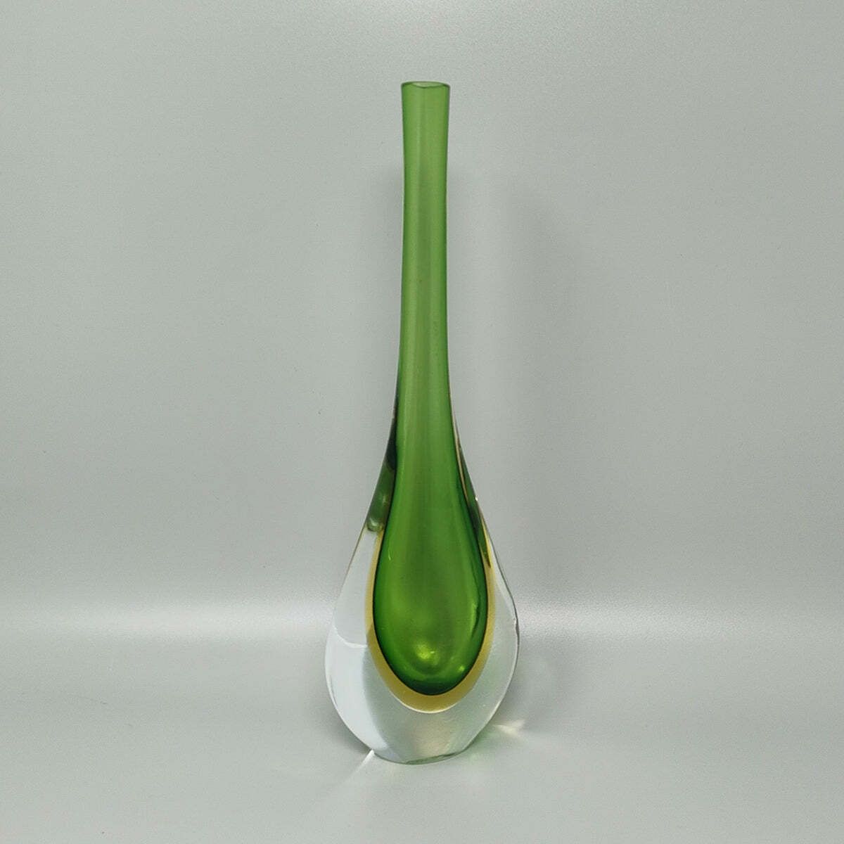 1960s Gorgeous Green And Yellow Vase By Flavio Poli photo for sale