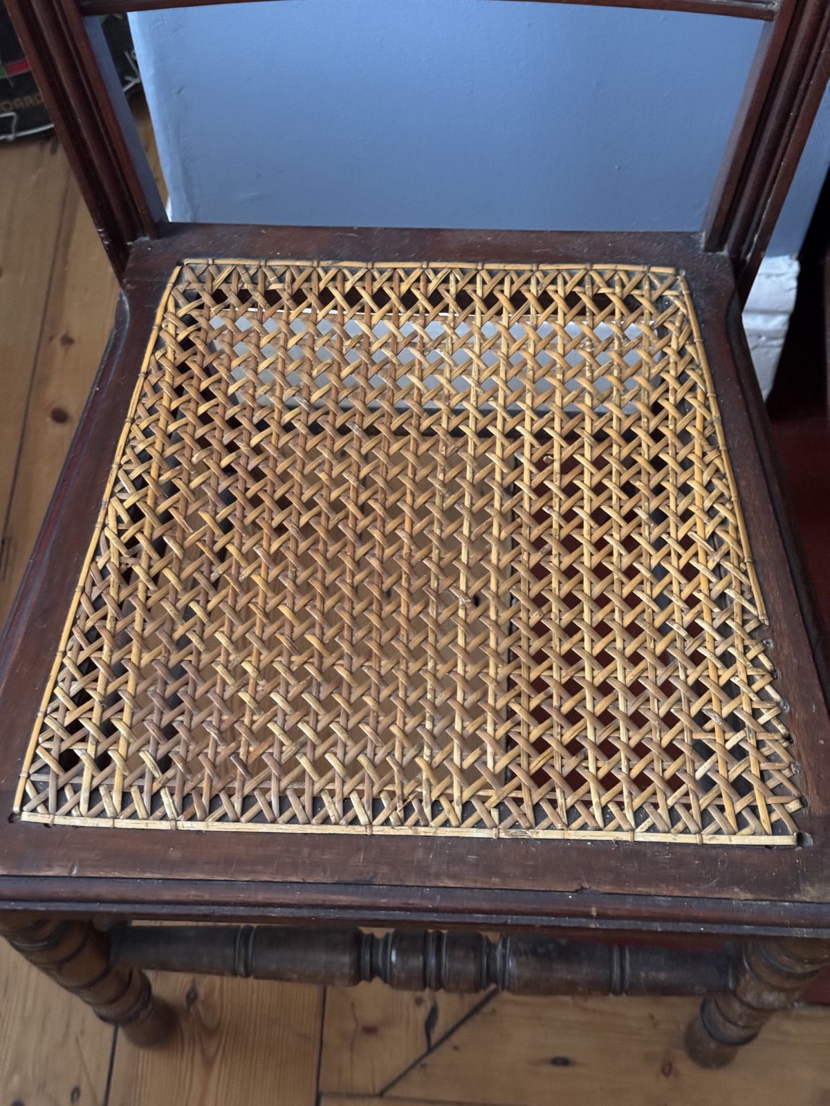 A Cane Seat Chair, 1920s, Cherry Wood photo for sale