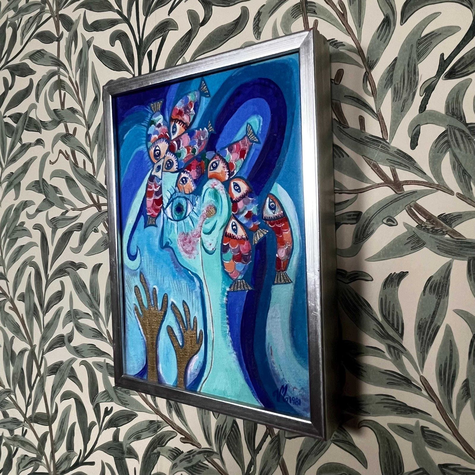 Aqua Anima 1981 – Surreal Symbolist Female Portrait, Signed Vm photo 225.0