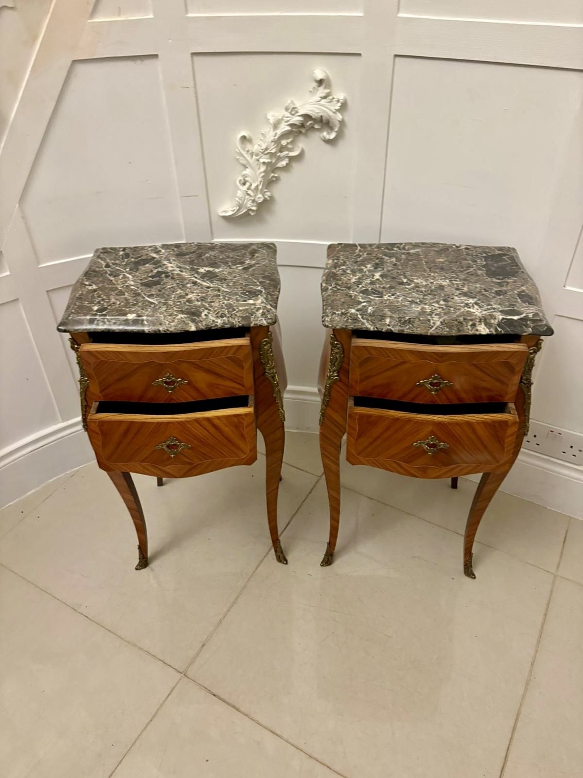 Antique Pair Of Quality French Marble Top Side Cabinets photo 2995.0