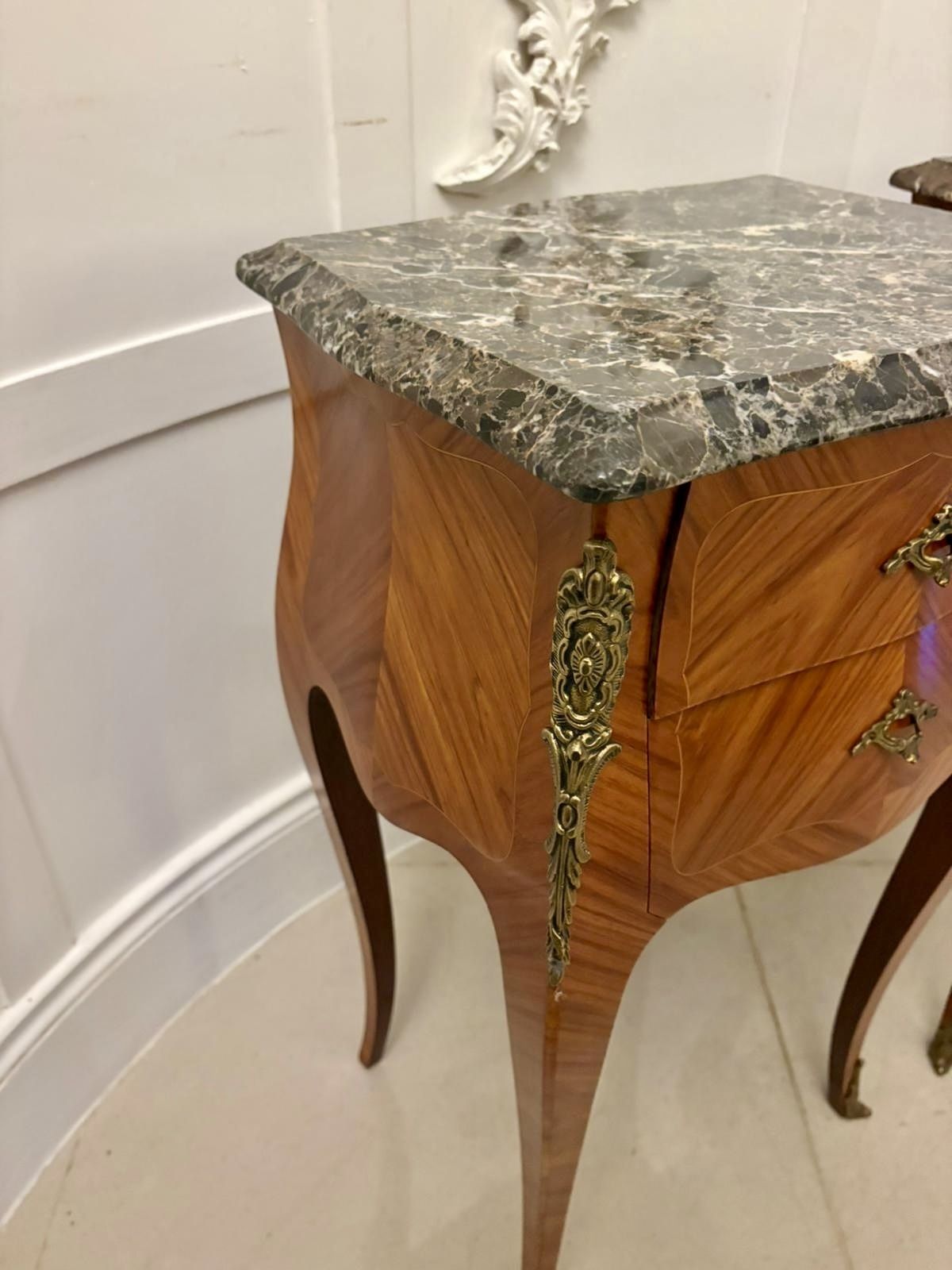 photo buy Antique Pair Of Quality French Marble Top Side Cabinets
