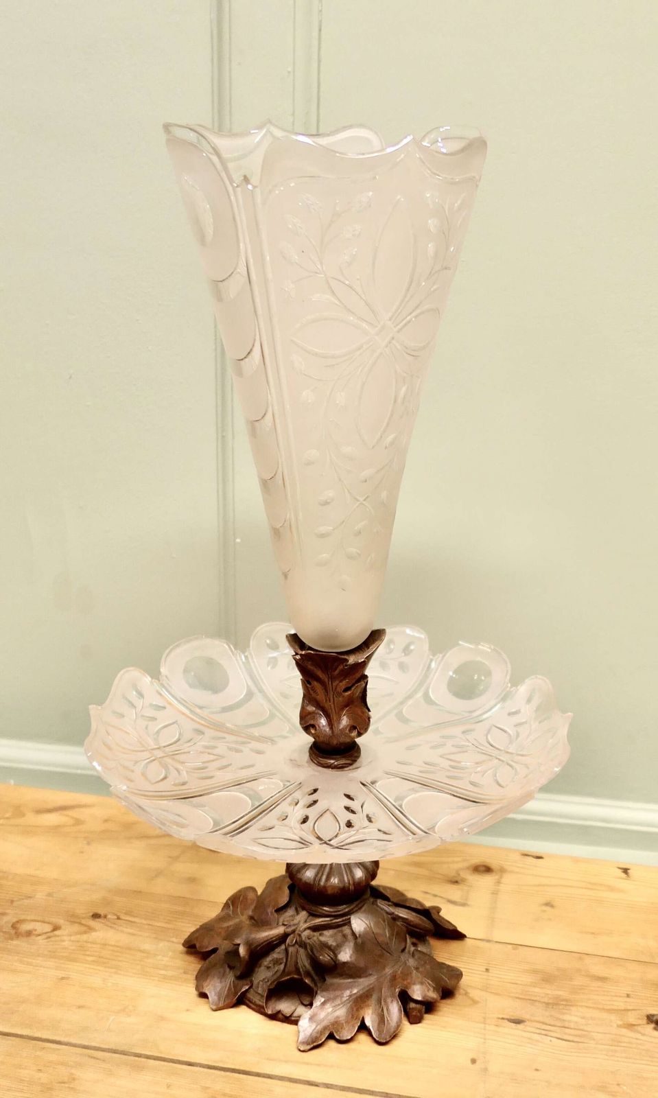 Carved Black Forest And Baccarat Crystal Epergne Centre Piece photo buy