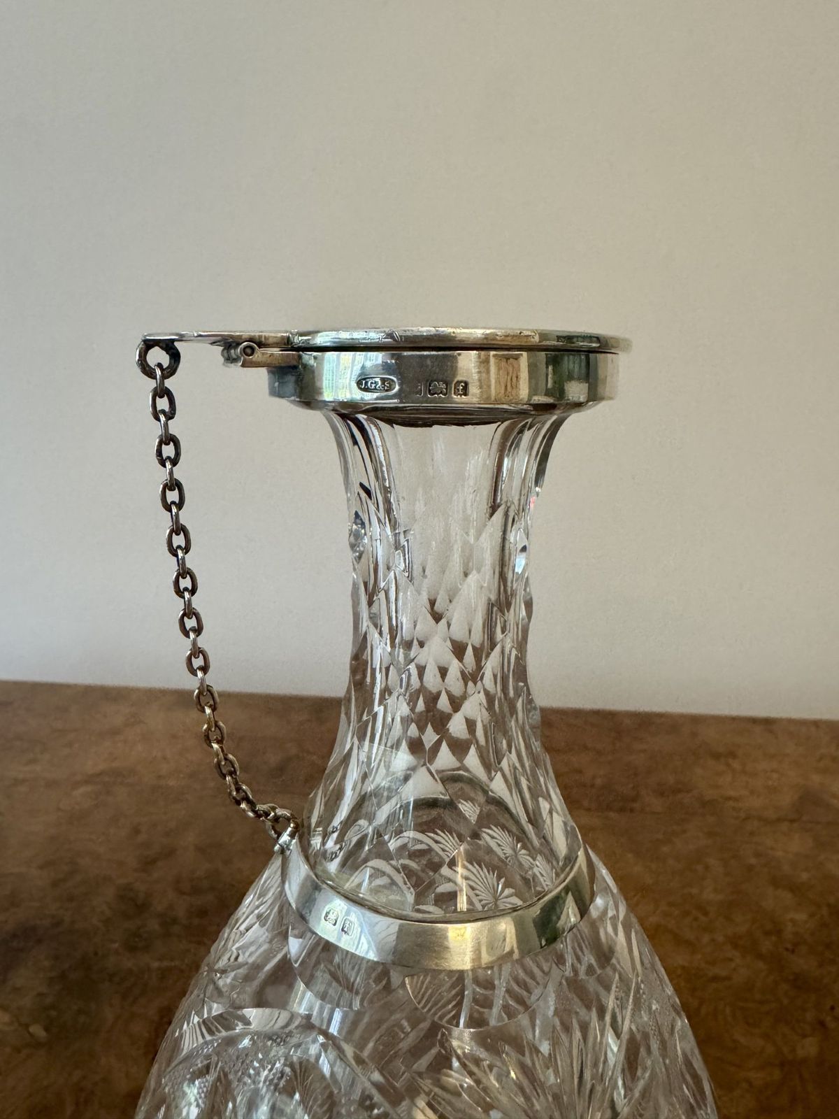 Fantastic Quality Antique Silver Collar Decanter photo 395.0